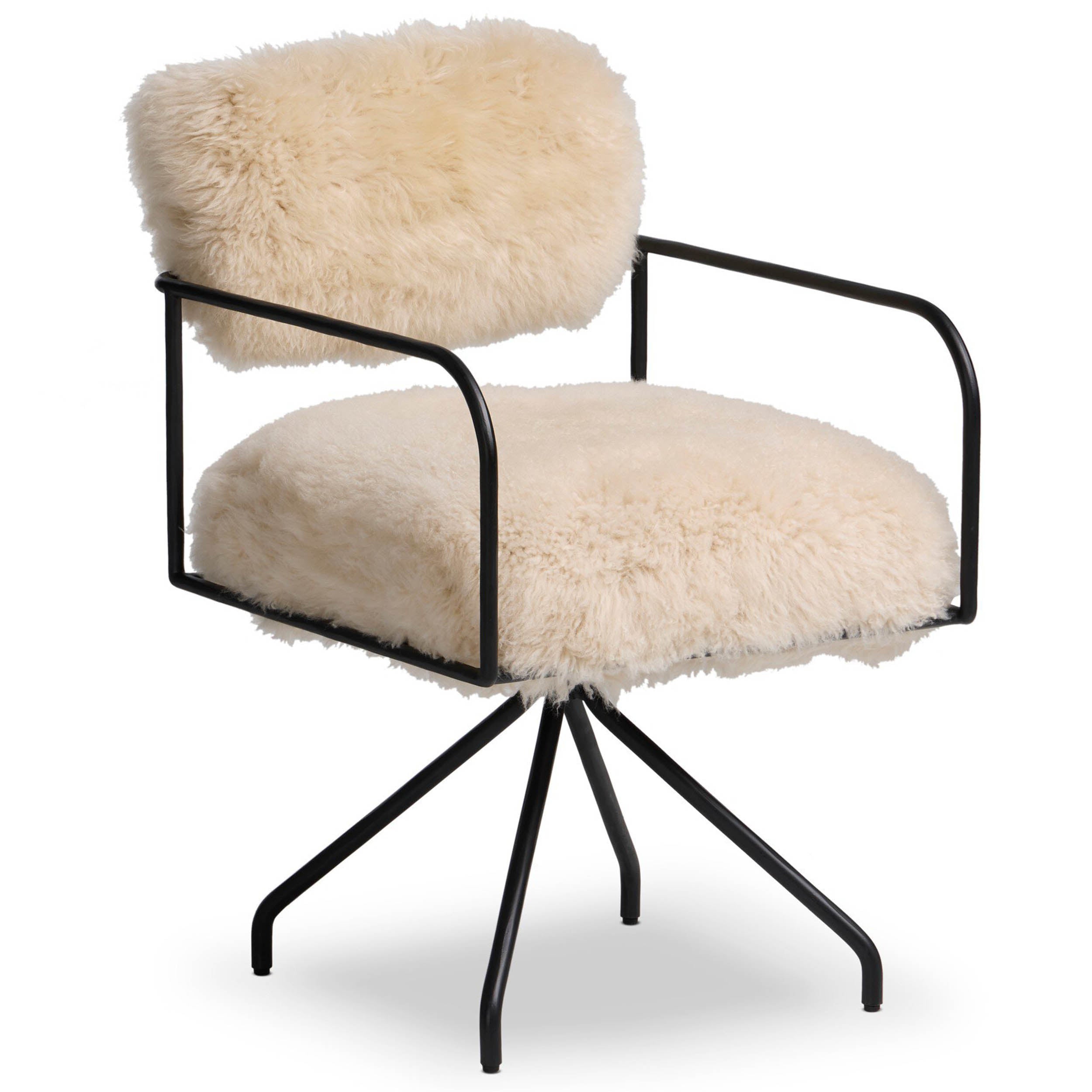 Fenn Desk Chair, Champagne Mongolian Fur