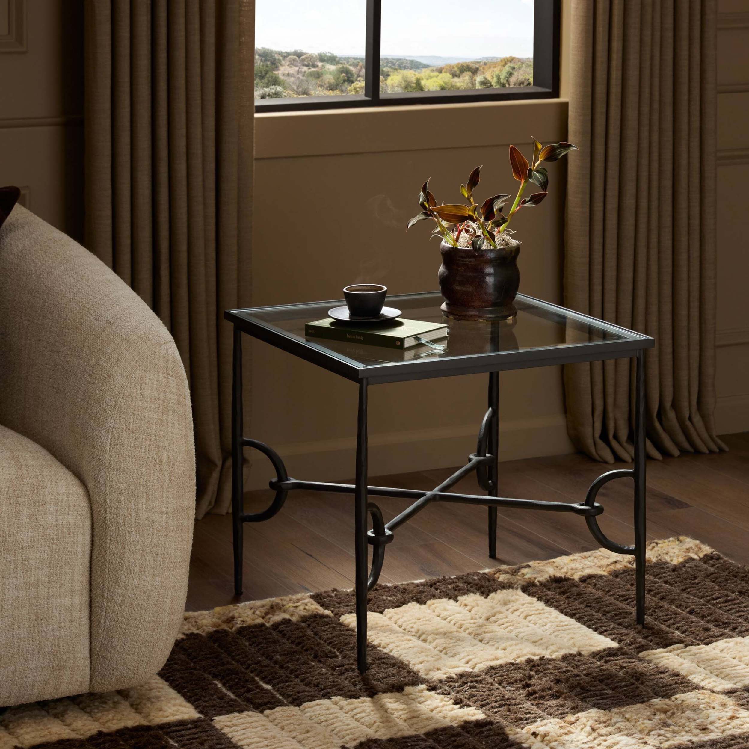 Babylon End Table, Tempered Glass