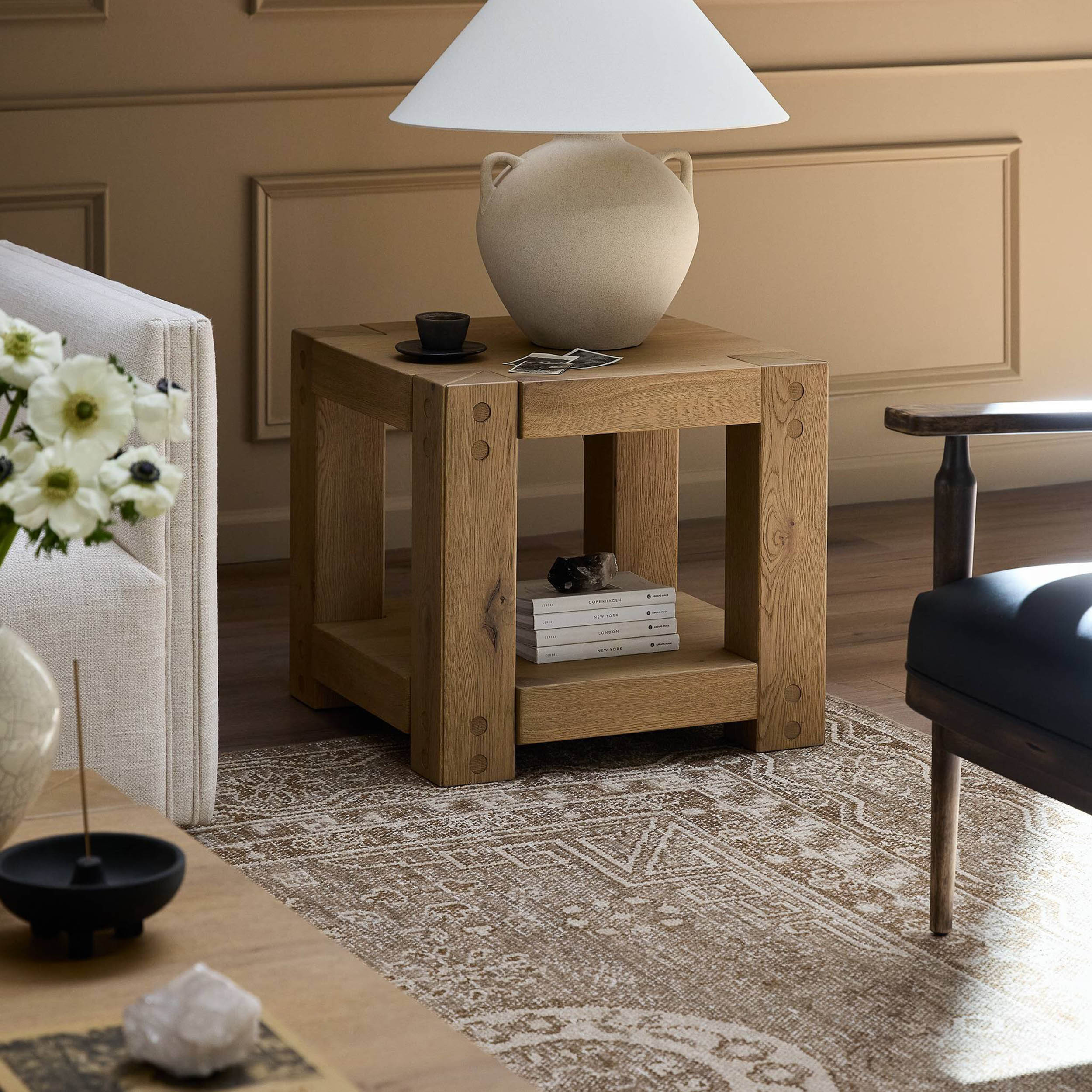 Emmer End Table, Aged Smoked Oak