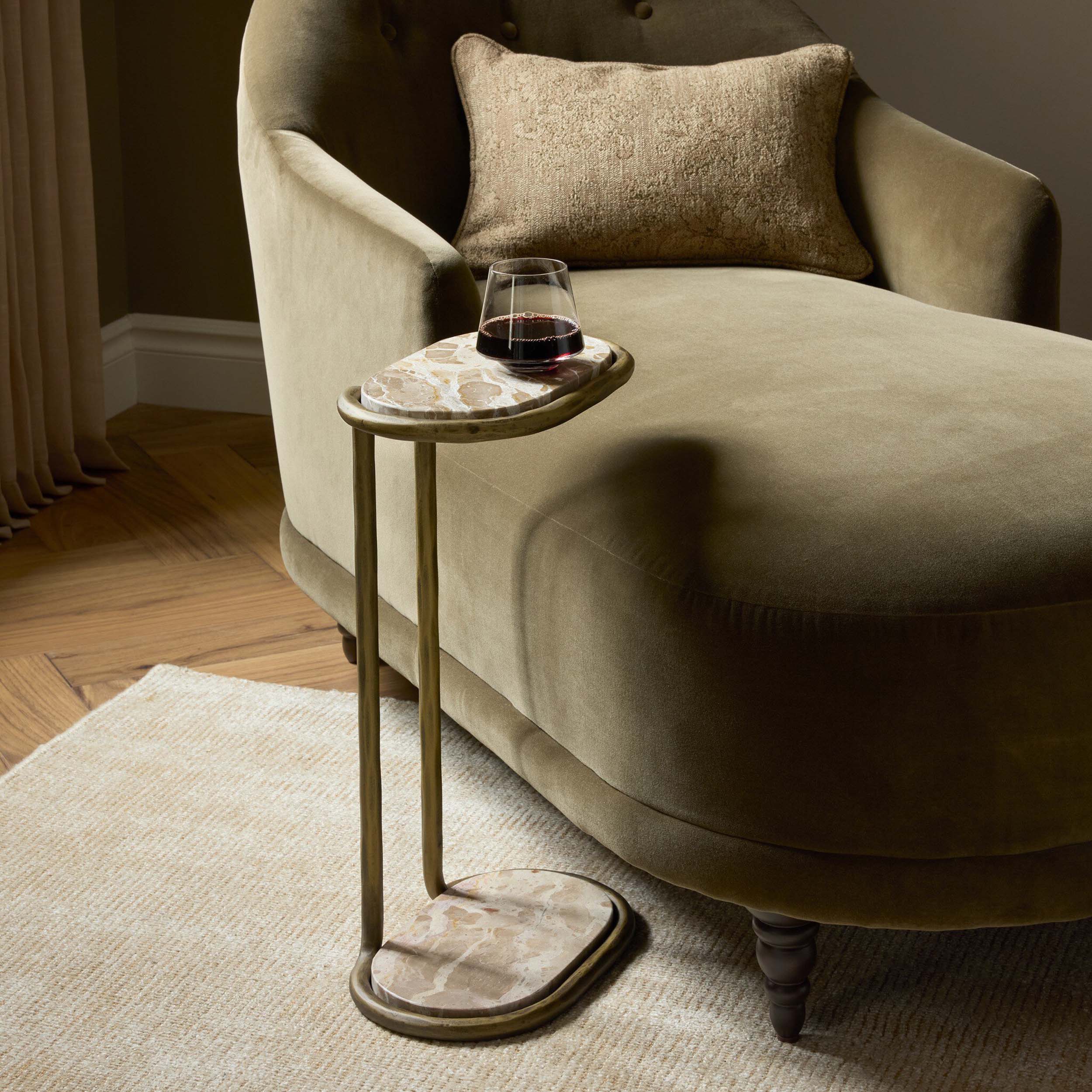 Niccola End Table, Hammered Aged Brass