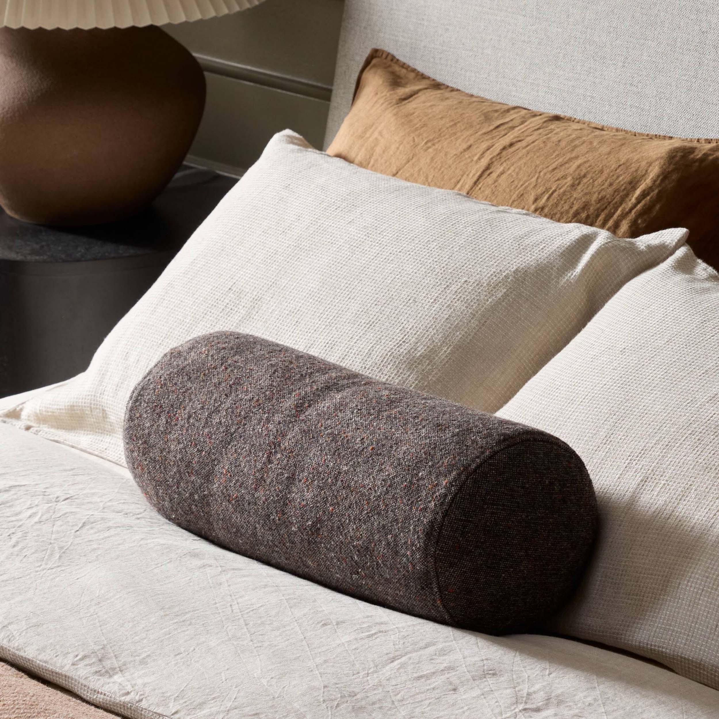 Stonewash Linen Bolster Pillow, Hasselt Ebony