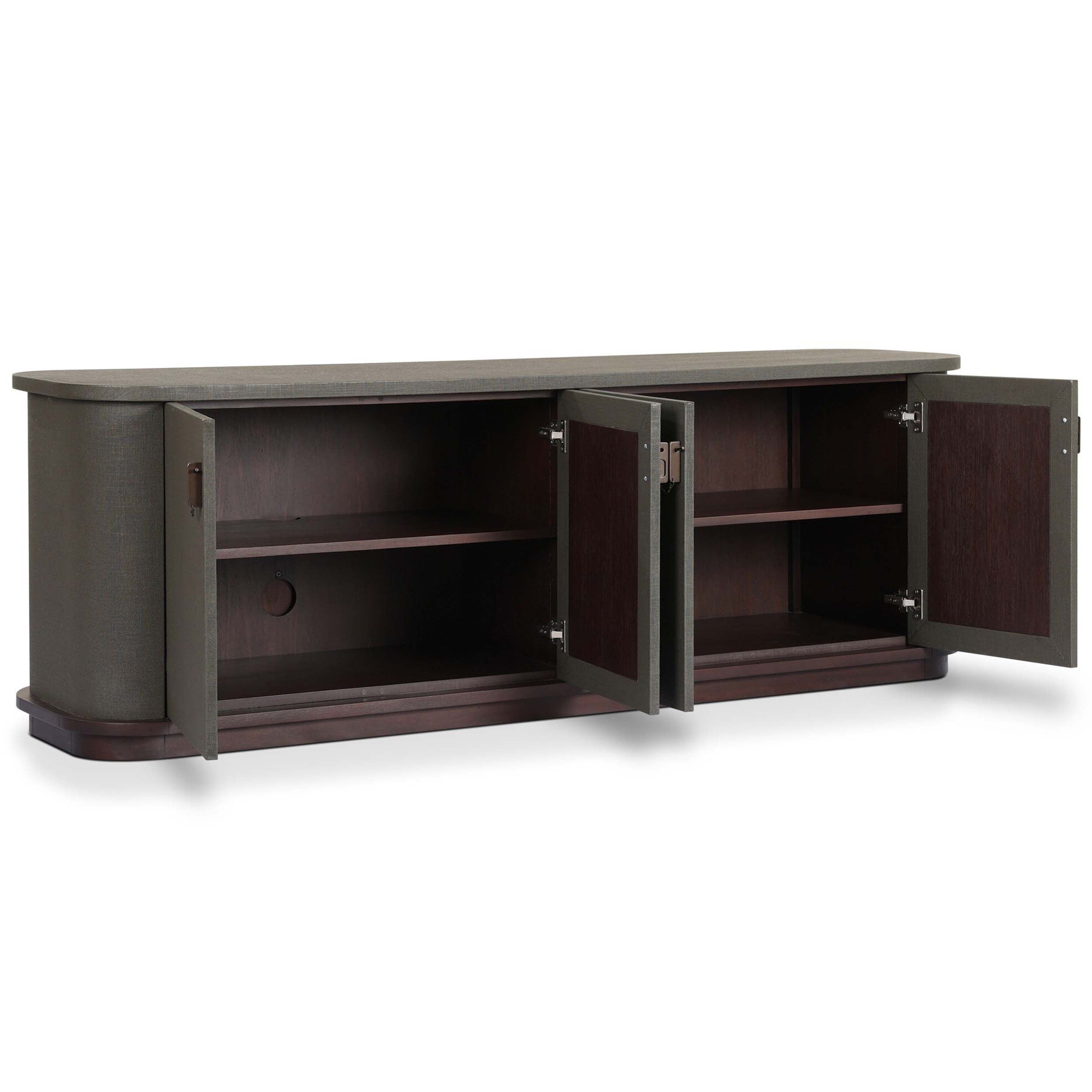 Berlin Media Console, Dark Green Lacquered Linen
