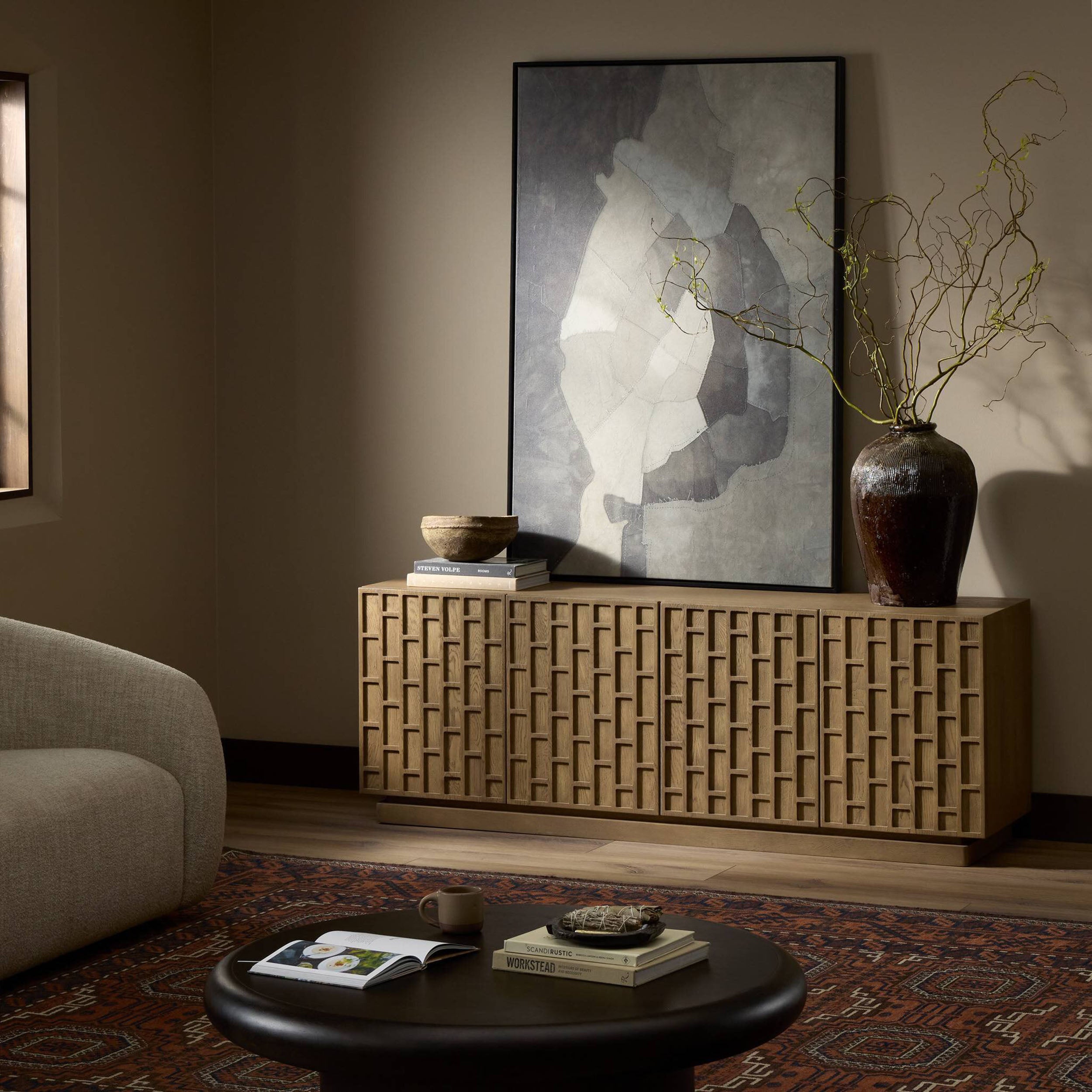 Asbury Media Console, Light Wash Oak