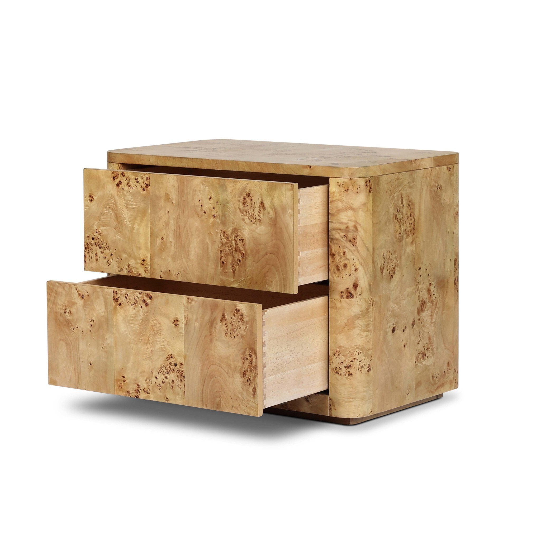 Mullins Nightstand, Natural Mappa Burl