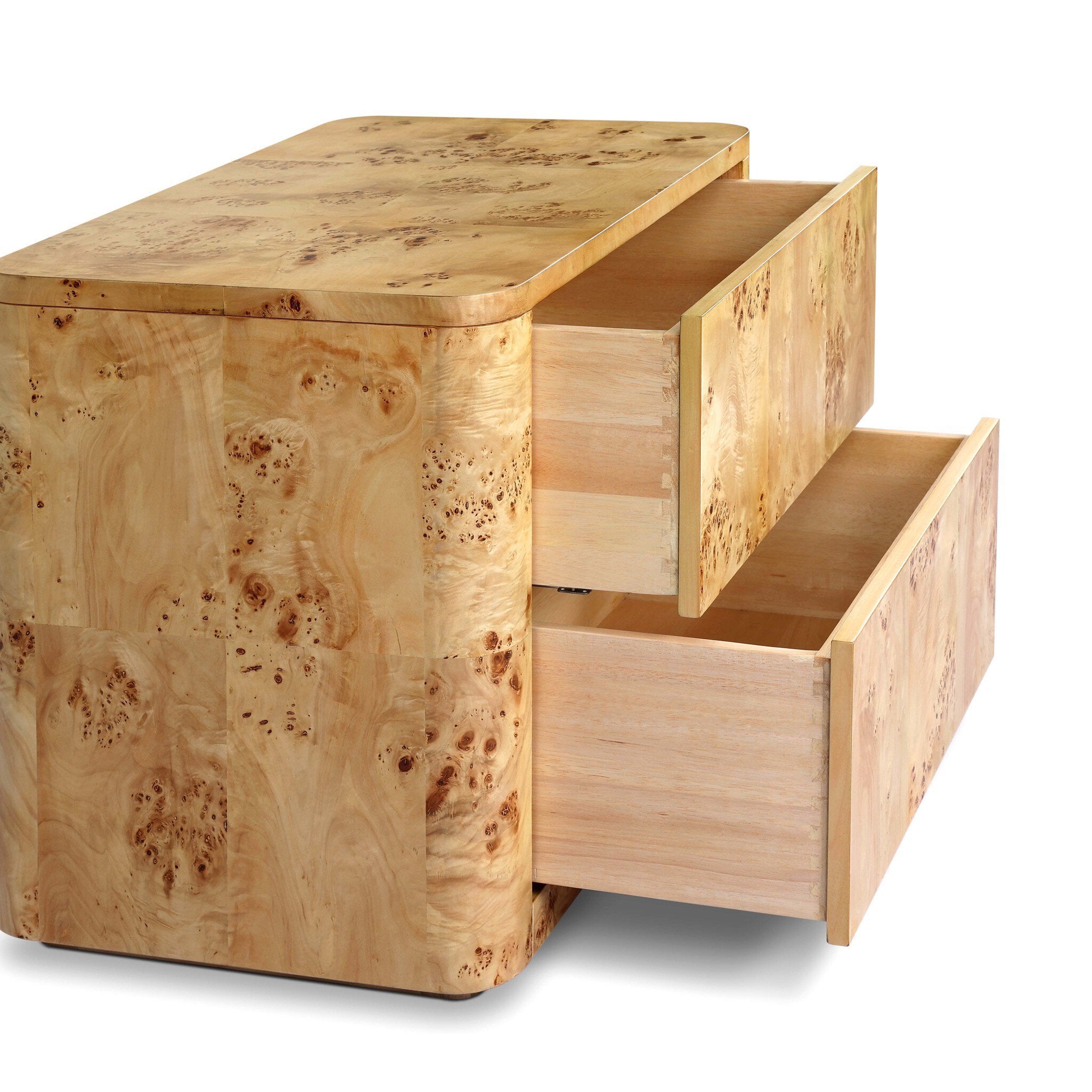 Mullins Nightstand, Natural Mappa Burl