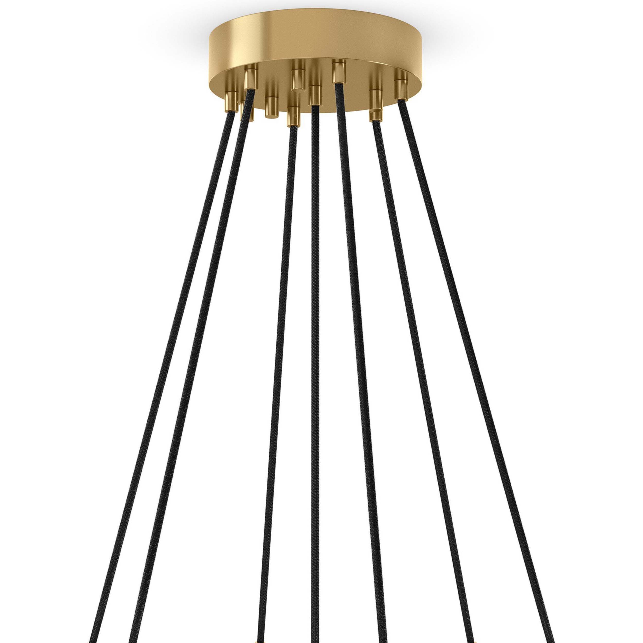 Cloud 7 Globe Chandelier, Clear Glass, Burnished Brass