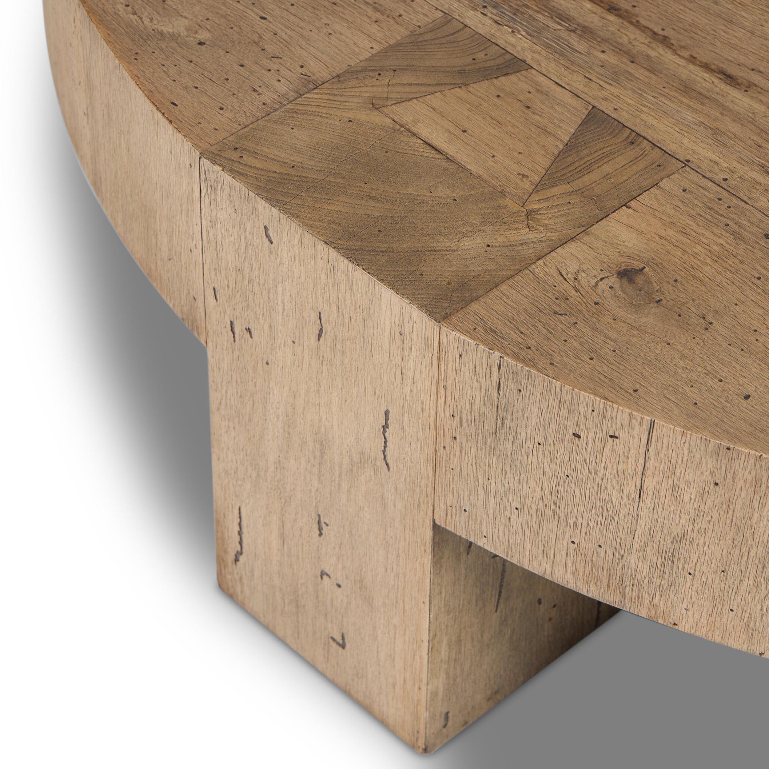 Abaso Round Coffee Table, Rustic Wormwood Oak