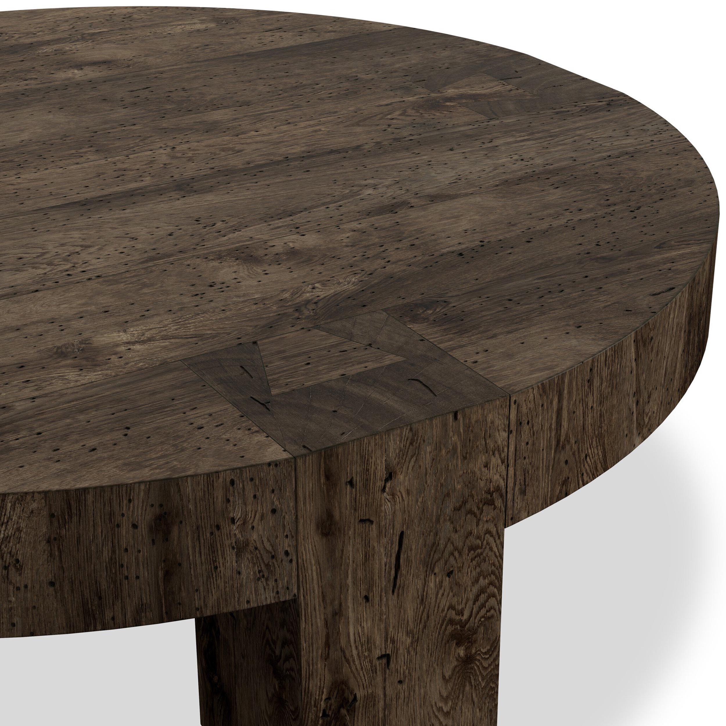 Abaso Round Coffee Table, Ebony Rustic Wormwood Oak
