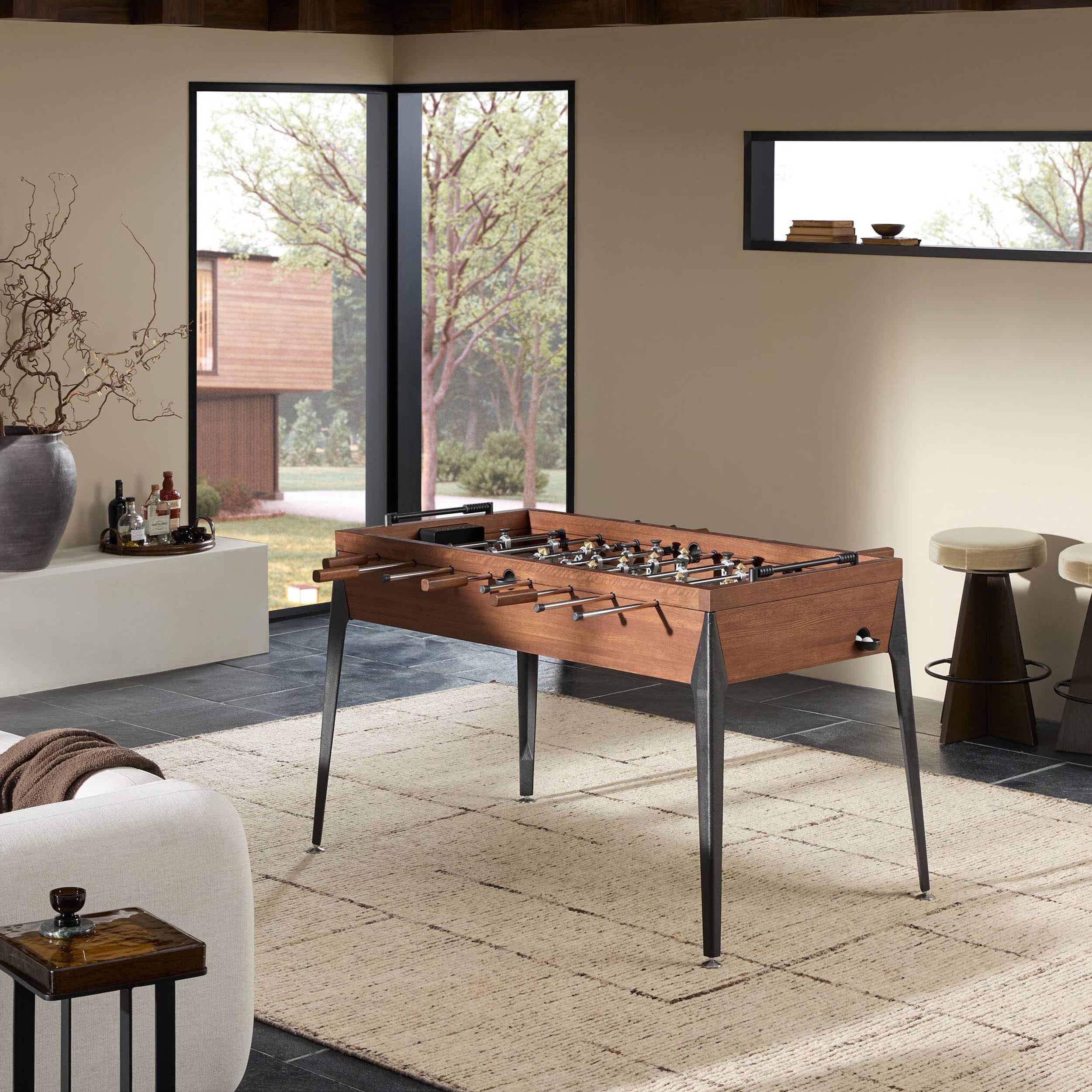 District Eight Foosball Table, Smoked Oak