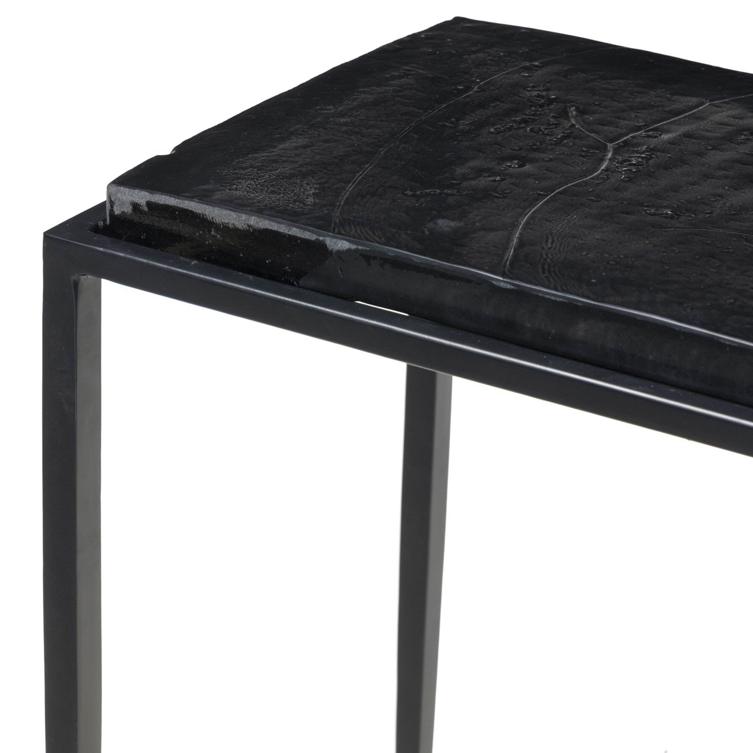 Dalston Cast Glass Console Table, Smoked Black Cast Glass