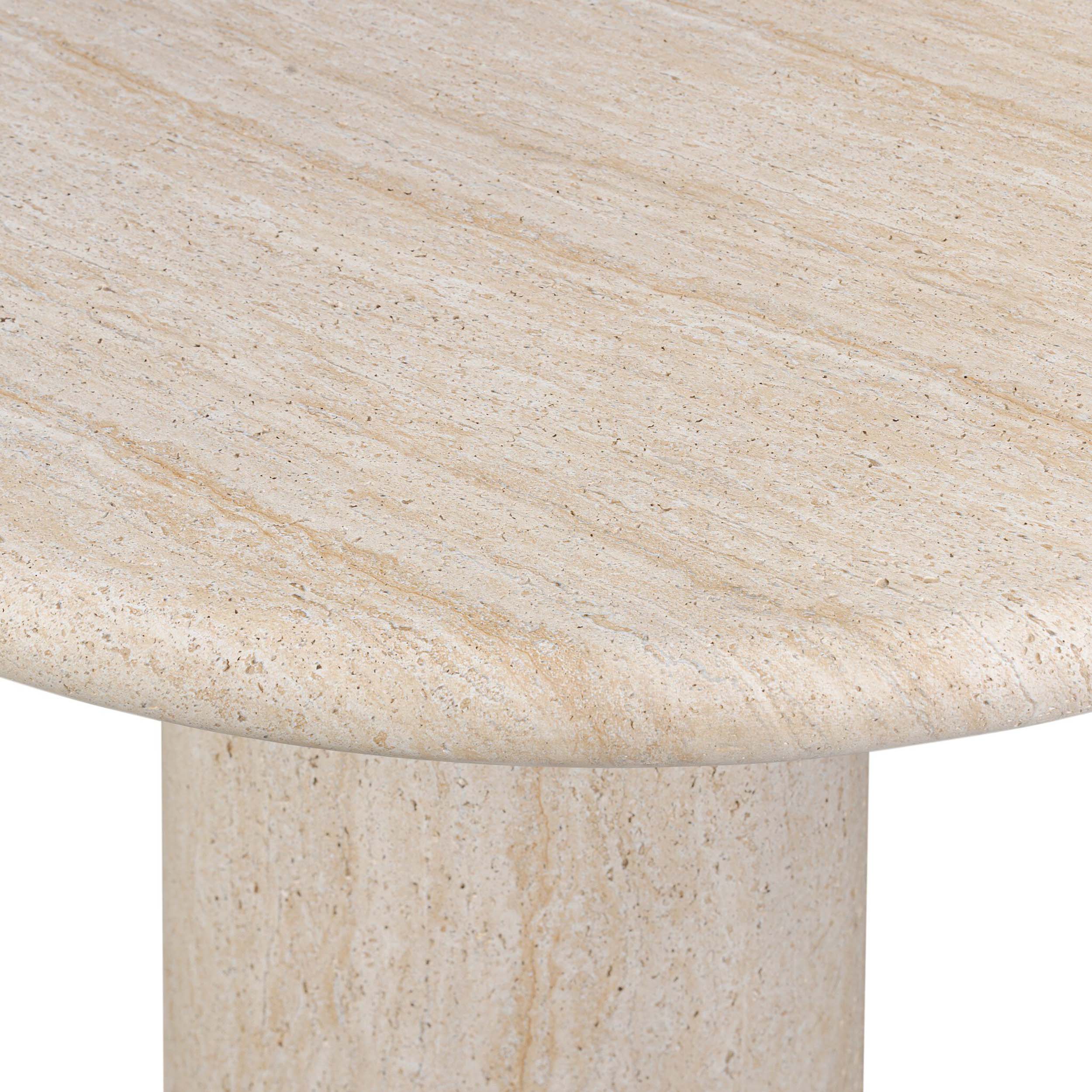 Poole Outdoor Dining Table 78", Textured Sand Concrete close-up of oval tabletop with a natural, marbled appearance.