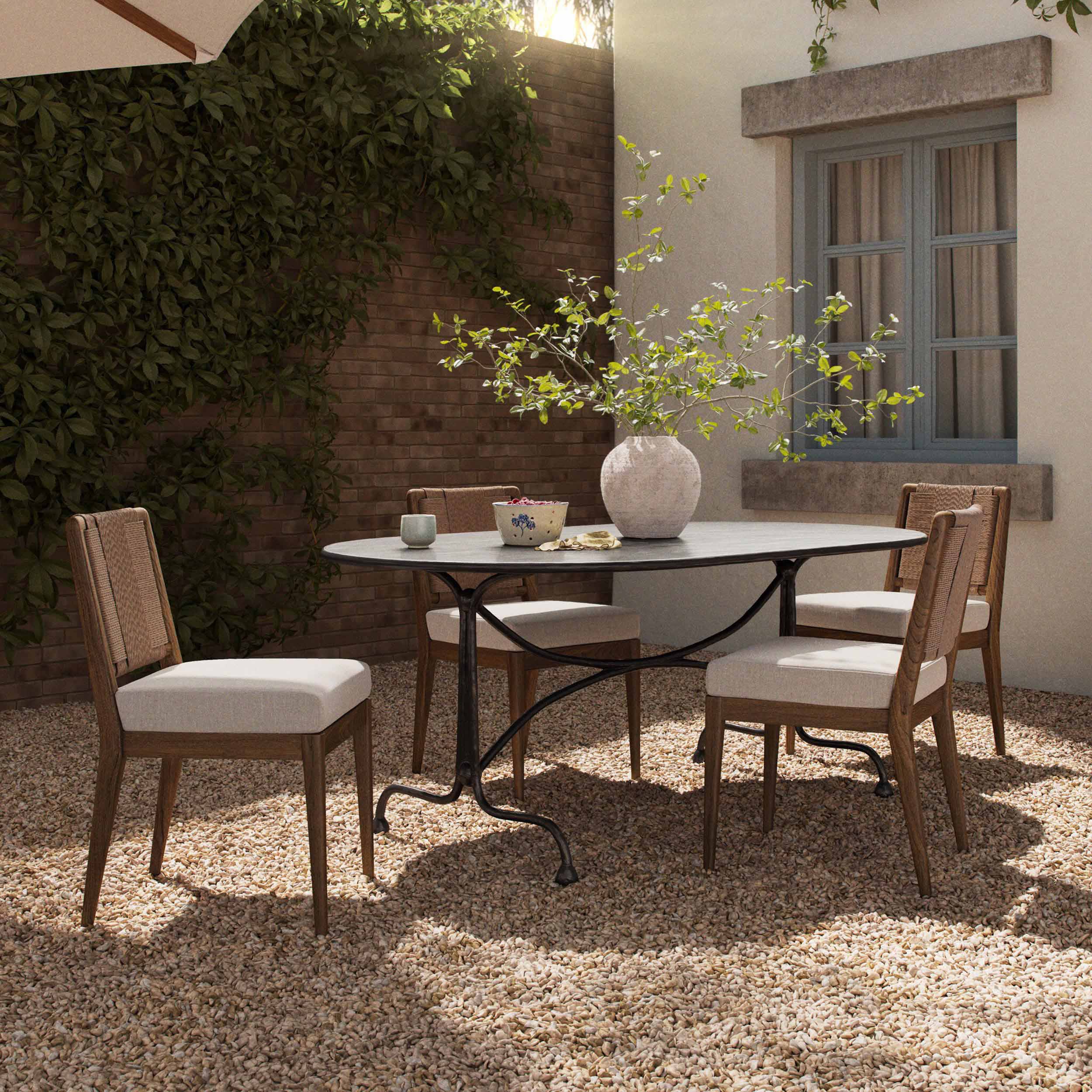 Lenoir Outdoor Dining Table-76", Distressed Bronze