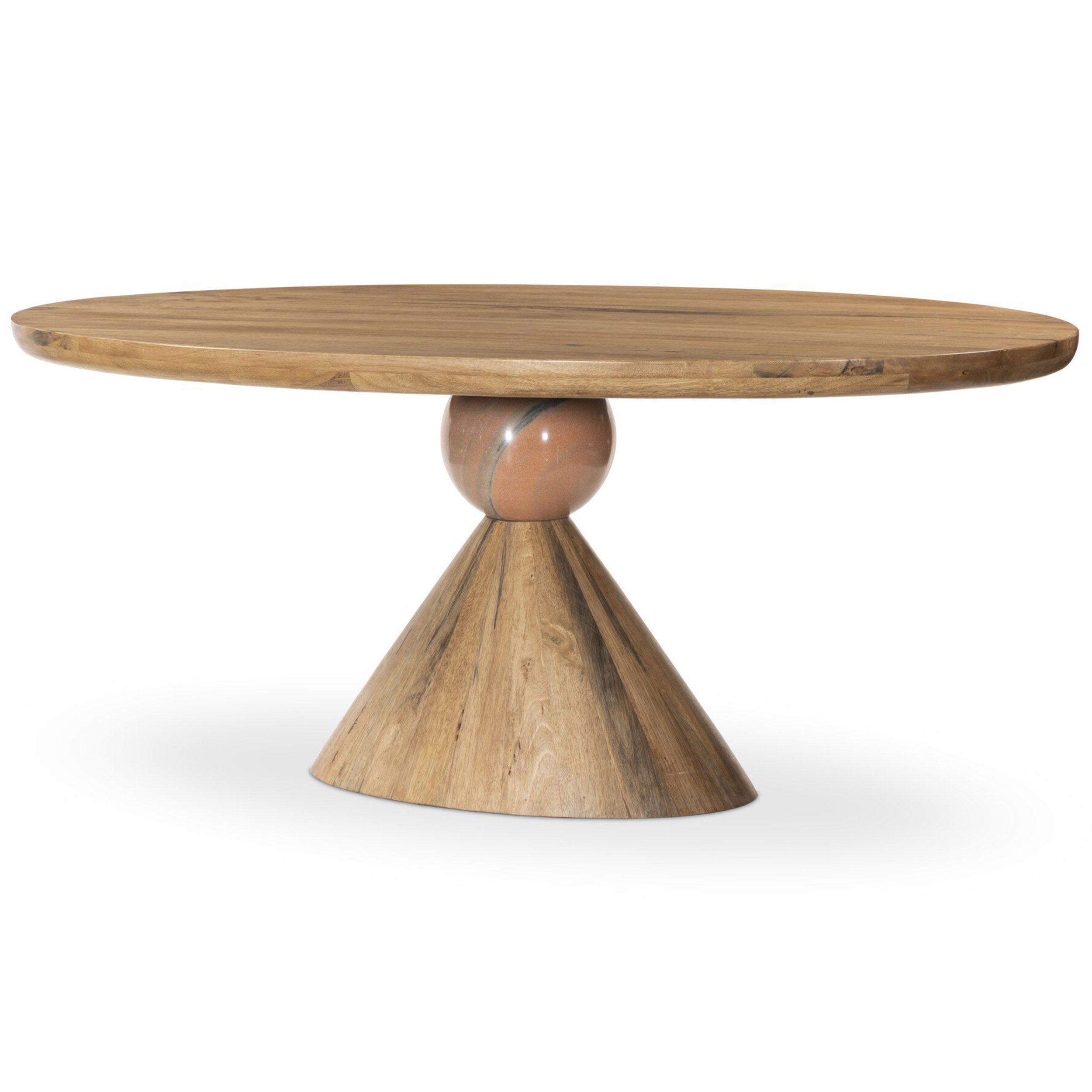 Bibianna Oval Dining Table, Smoked Honey/Blush Marble