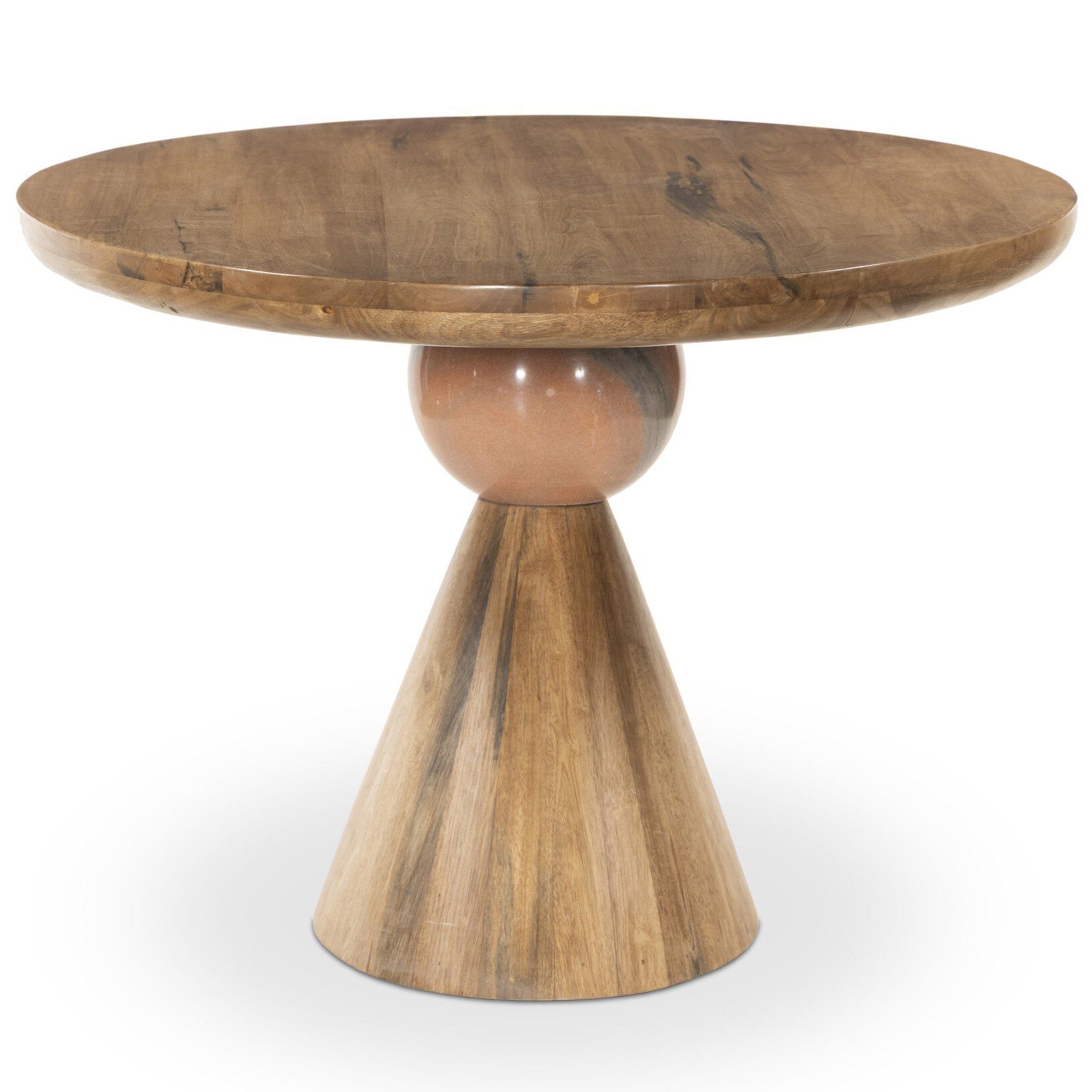 Bibianna Oval Dining Table, Smoked Honey/Blush Marble