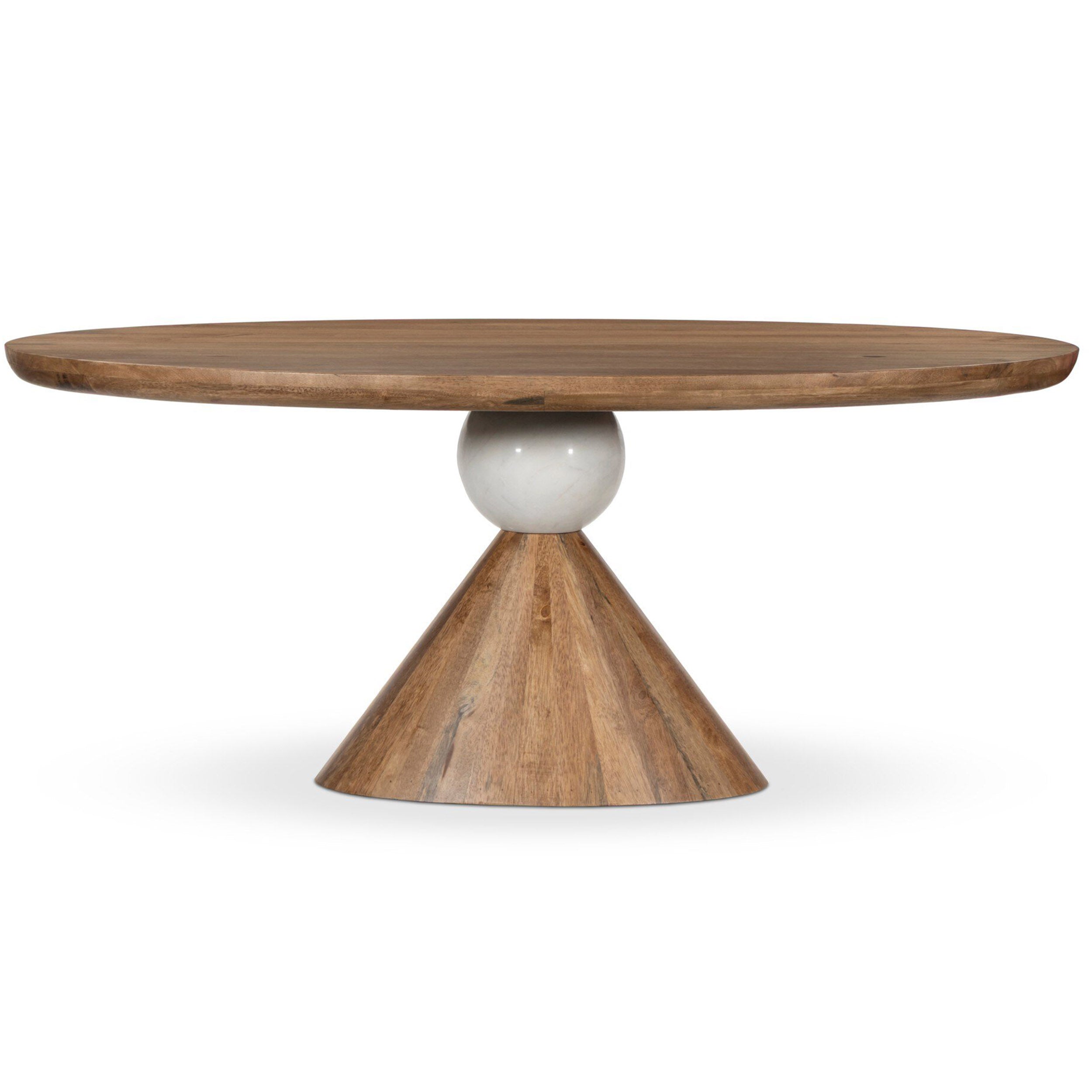 Bibianna Oval Dining Table, Smoked Honey/Honed White Marble