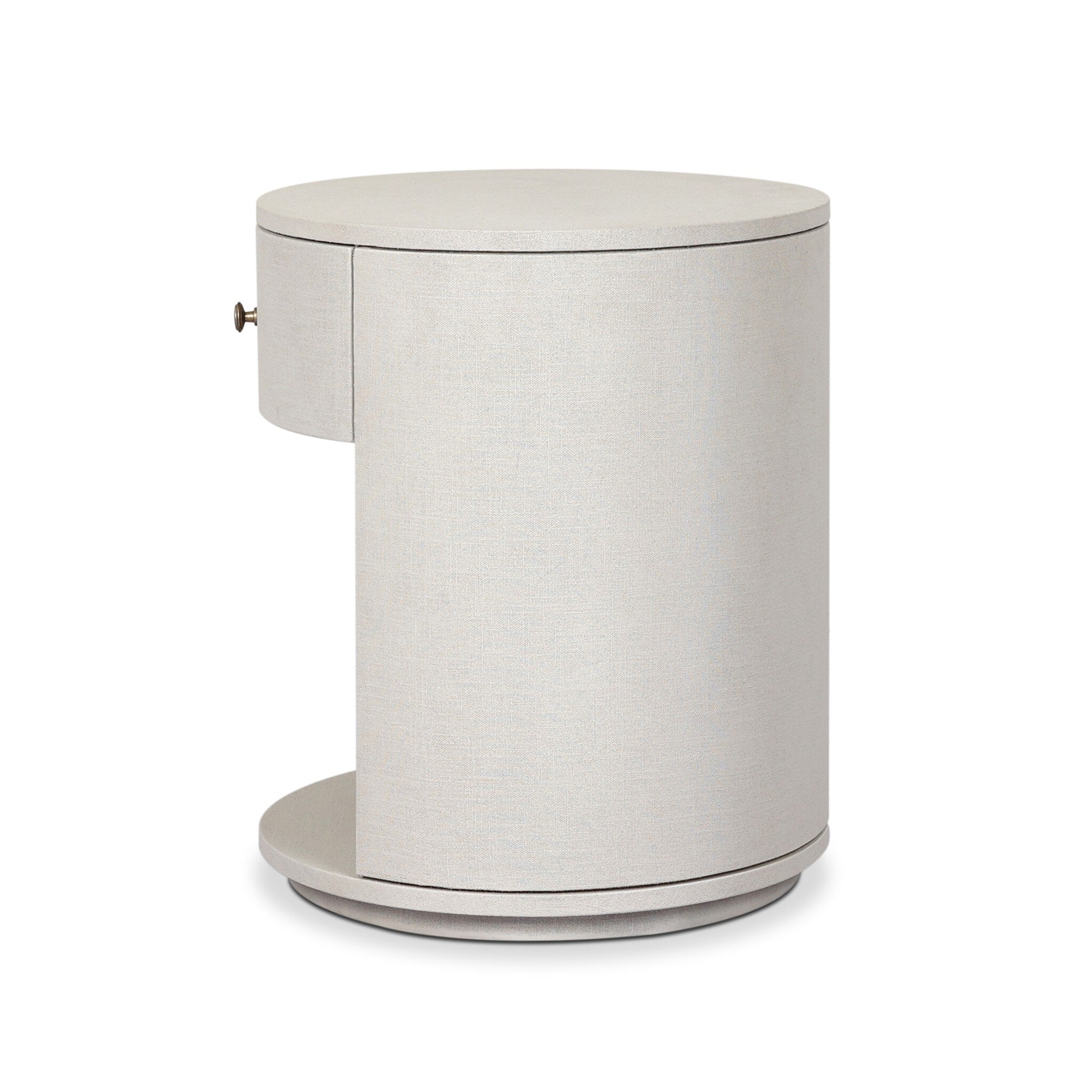 Amelia Oval One Drawer Nightstand, Ivory Painted Linen