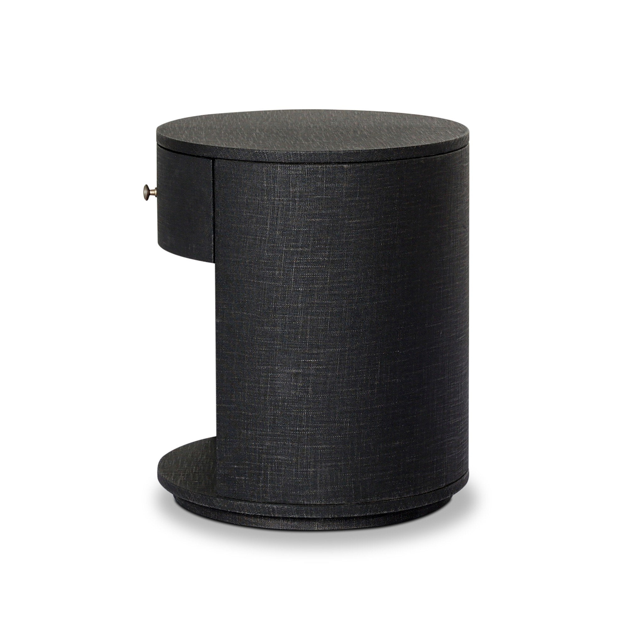Amelia Oval One Drawer Nightstand, Black Linen