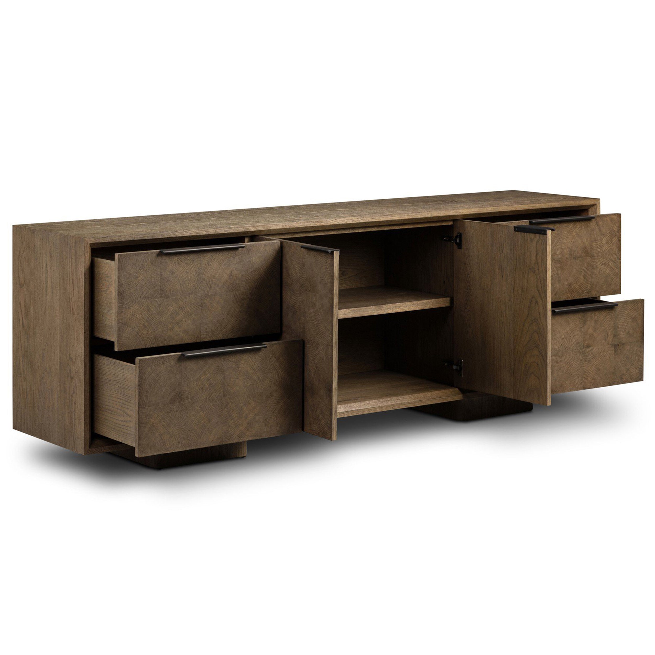 Salta Media Console, Brown Oak Thick Veneer
