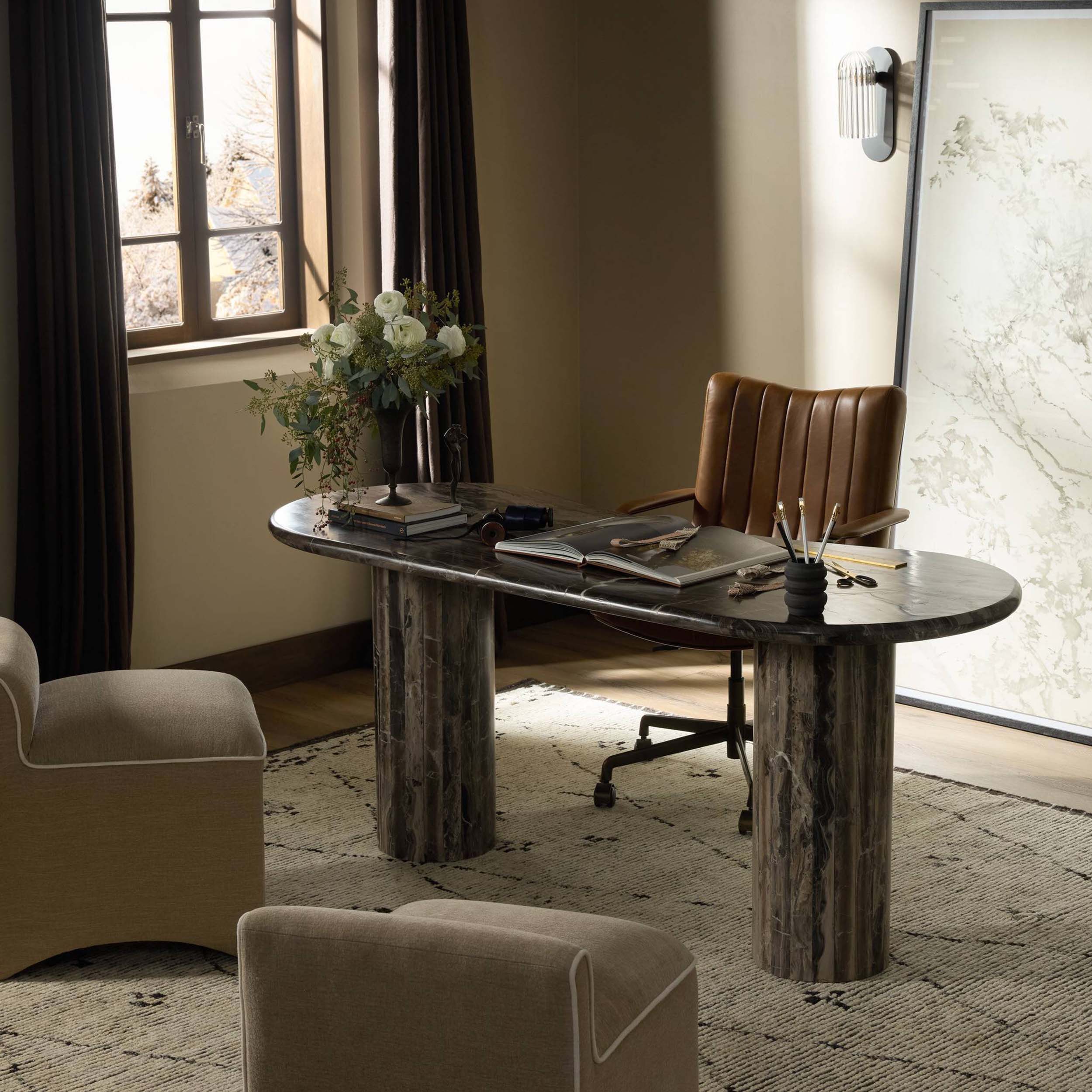 Ponce Desk, Rocky Brown Marble