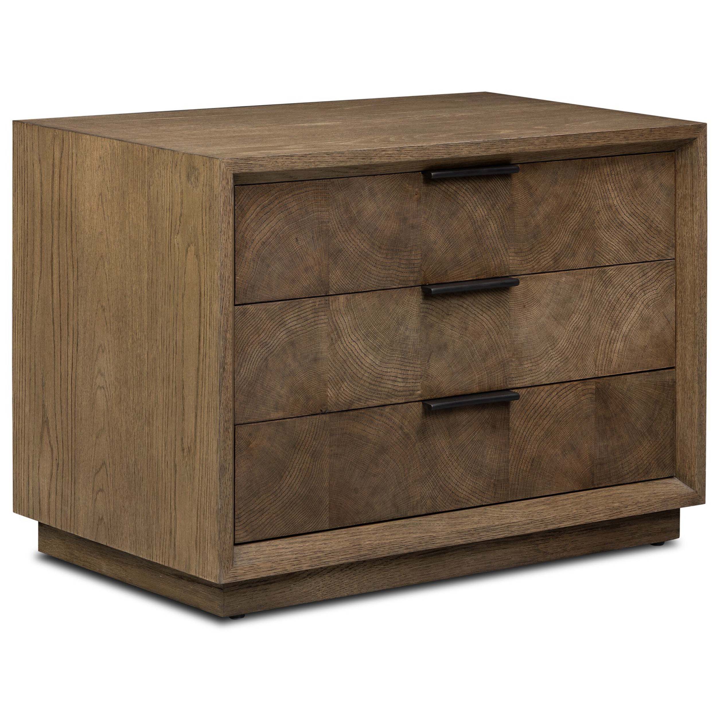 Salta Nightstand, Brown Oak Thin Oyster