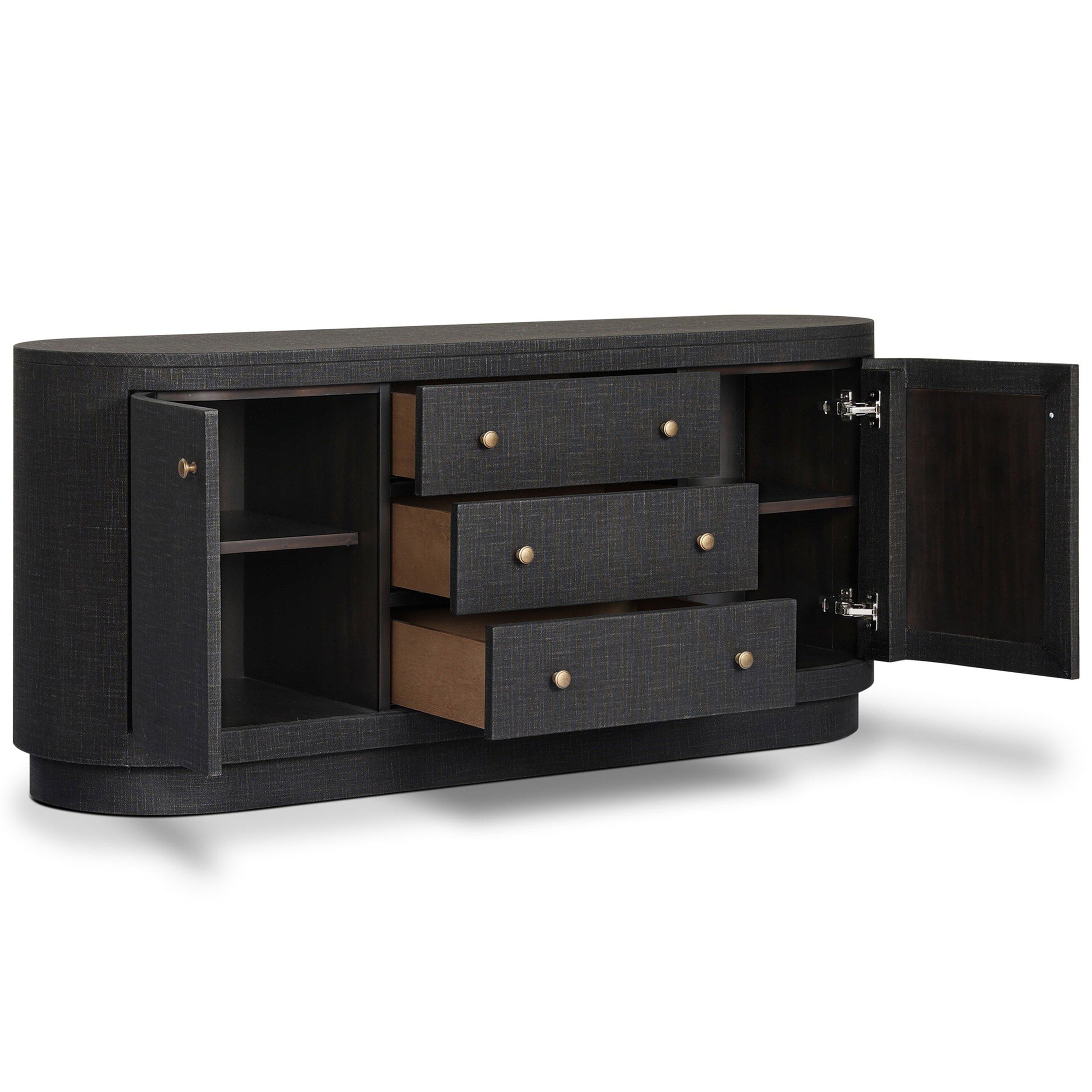 Amelia Media Console, Light Antique Brass