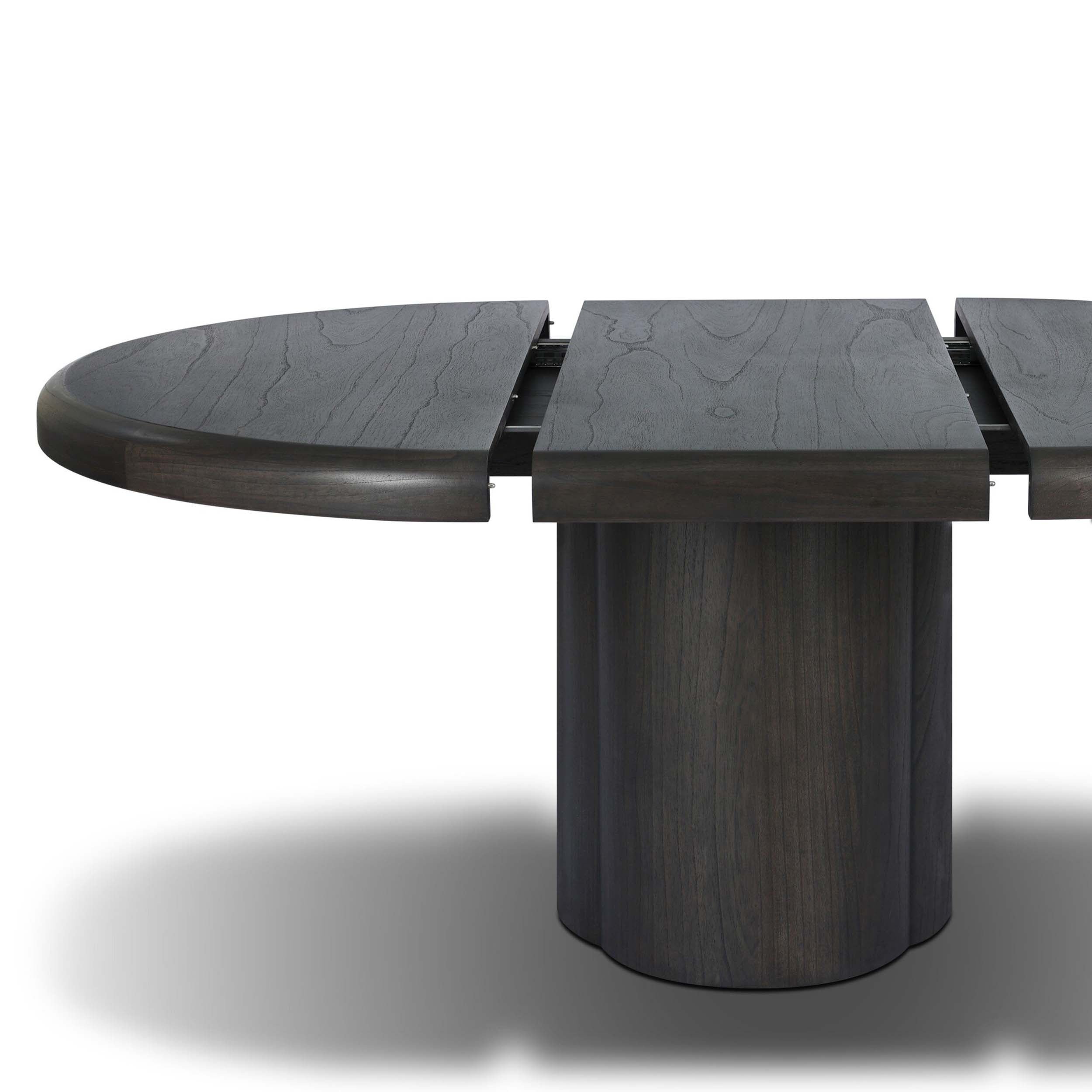 Pemble Extension Dining Table, Smoked Black Mindi Veneer