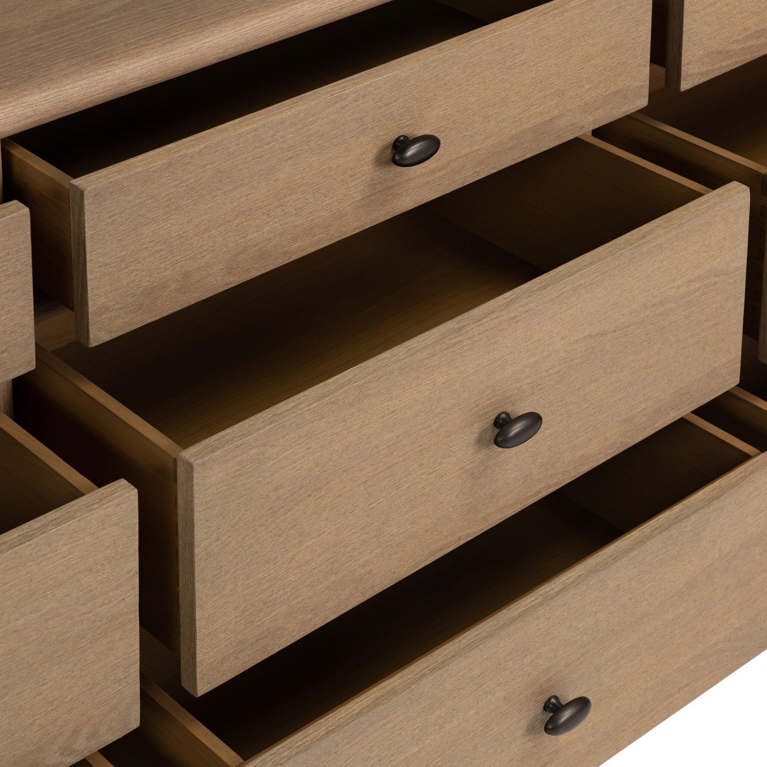 Analisa 9 Drawer Dresser, Sandy Oak Veneer