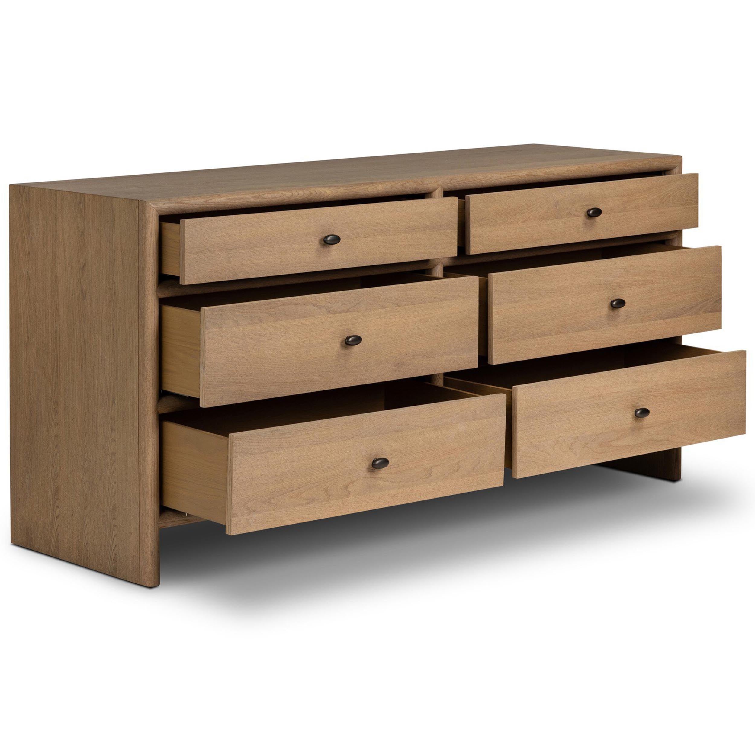 Analisa 6 Drawer Dresser, Sandy Oak Veneer