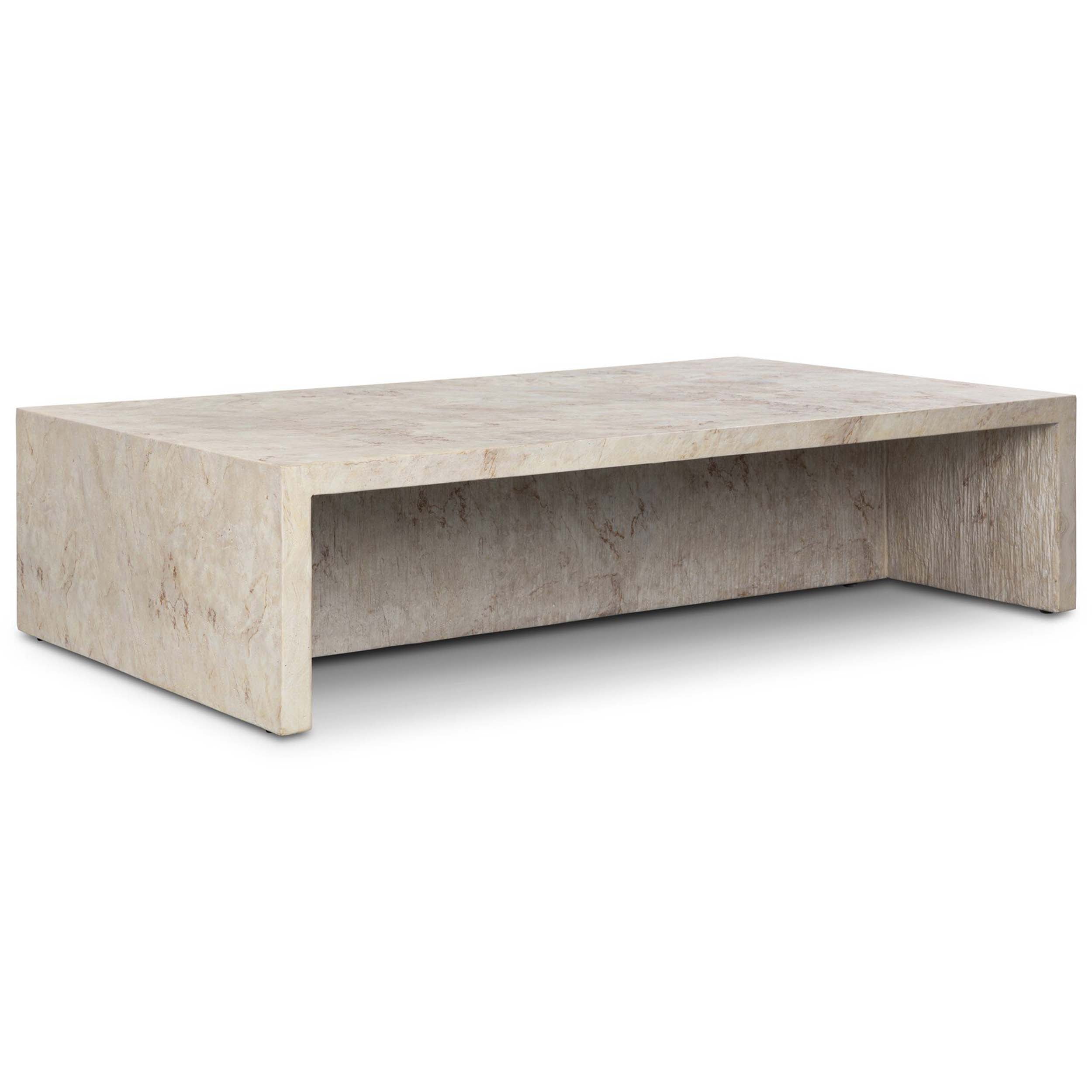 Ludlow Outdoor Coffee Table, Natural Veined Concrete