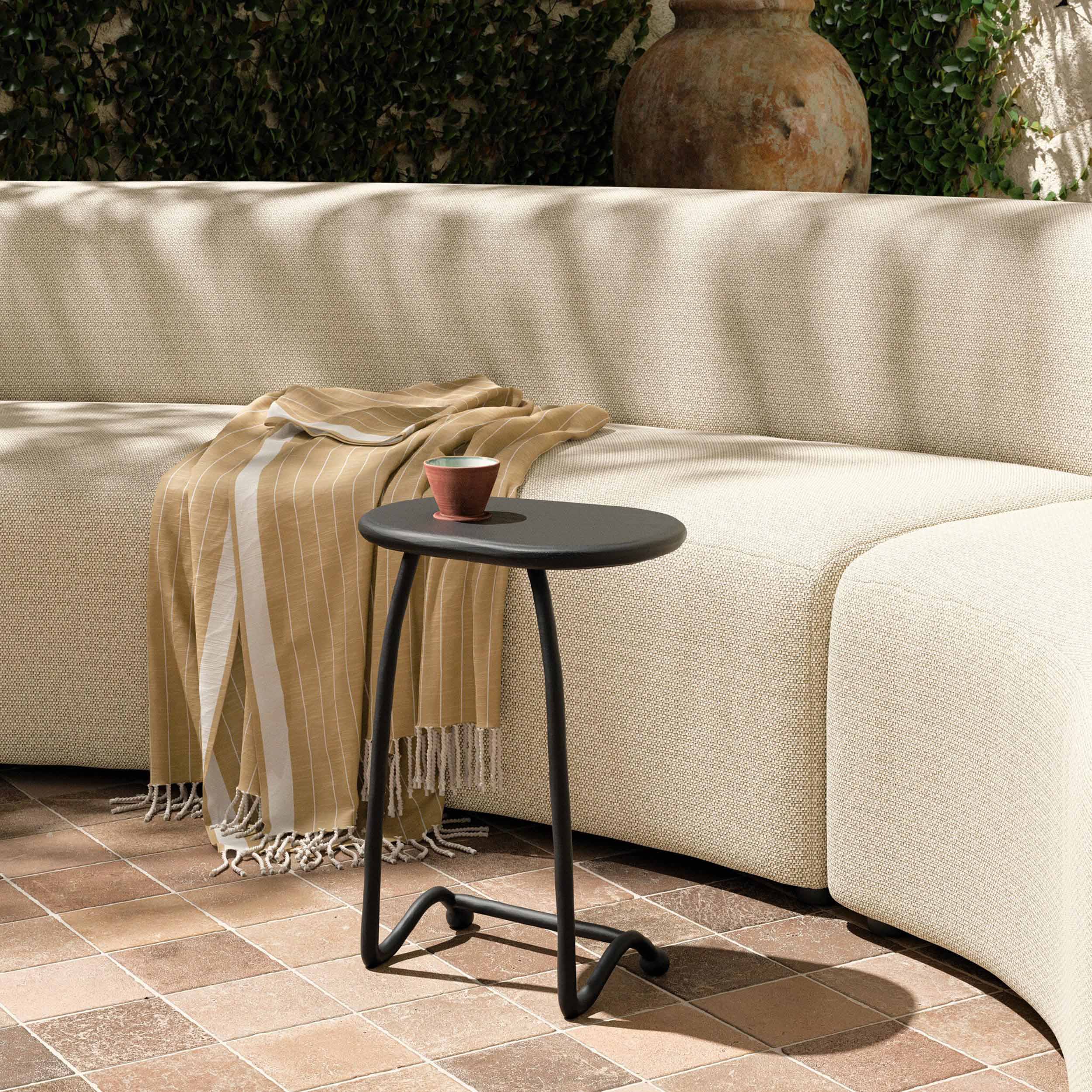 Bray Outdoor End Table, Black Antique