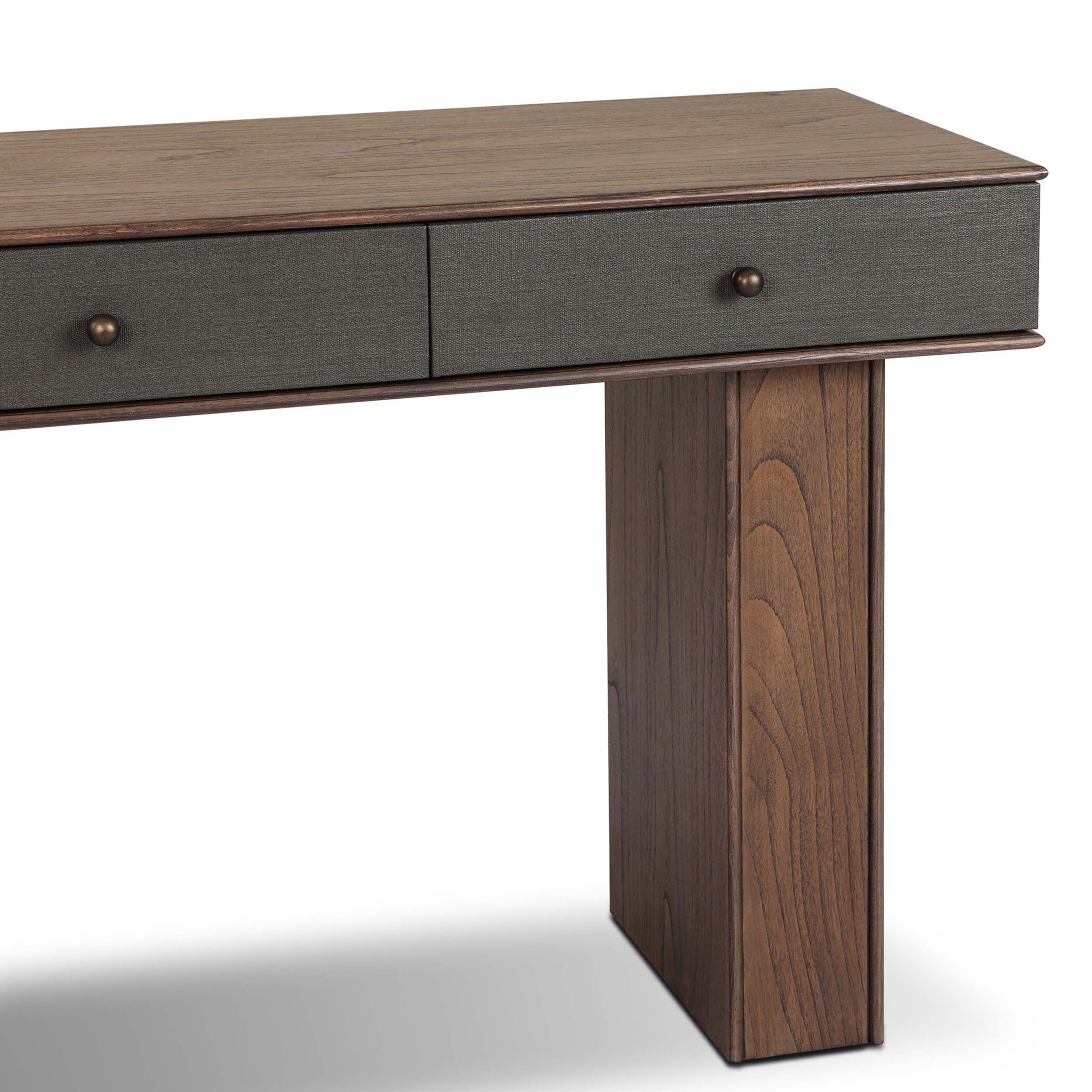 Soloman Console Table, Stained Saddle Brown Sungkai Veneer