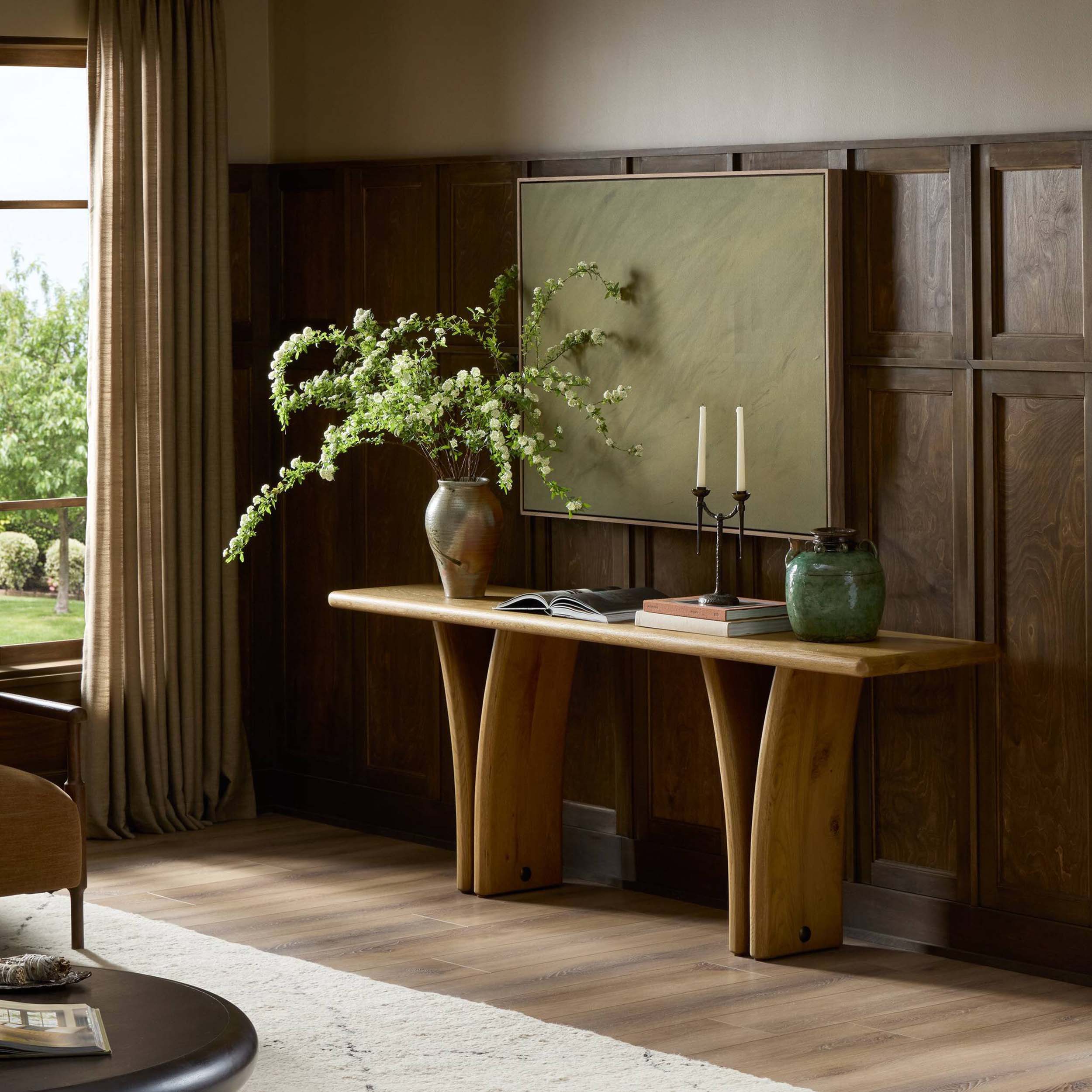 Marcon Console Table, Natural Reclaimed French Oak