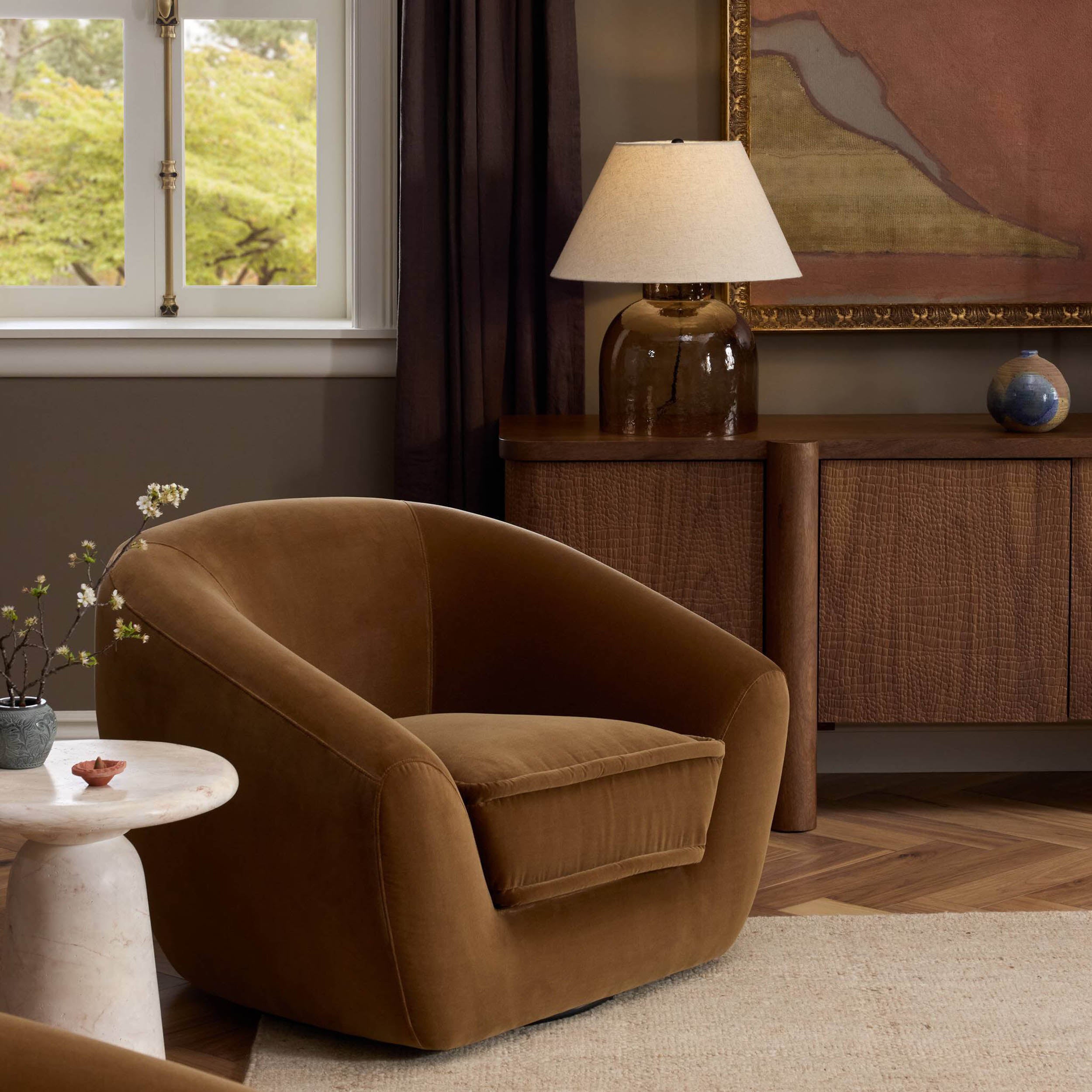 Asa Table Lamp, Smoked Brown Cast Glass