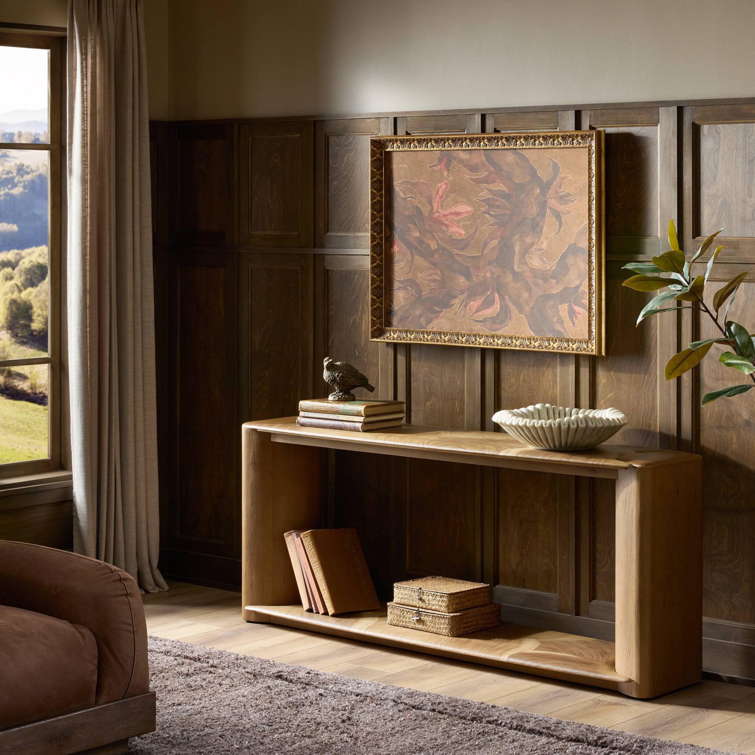 Marlena Console Table, Smoked American Oak Veneer
