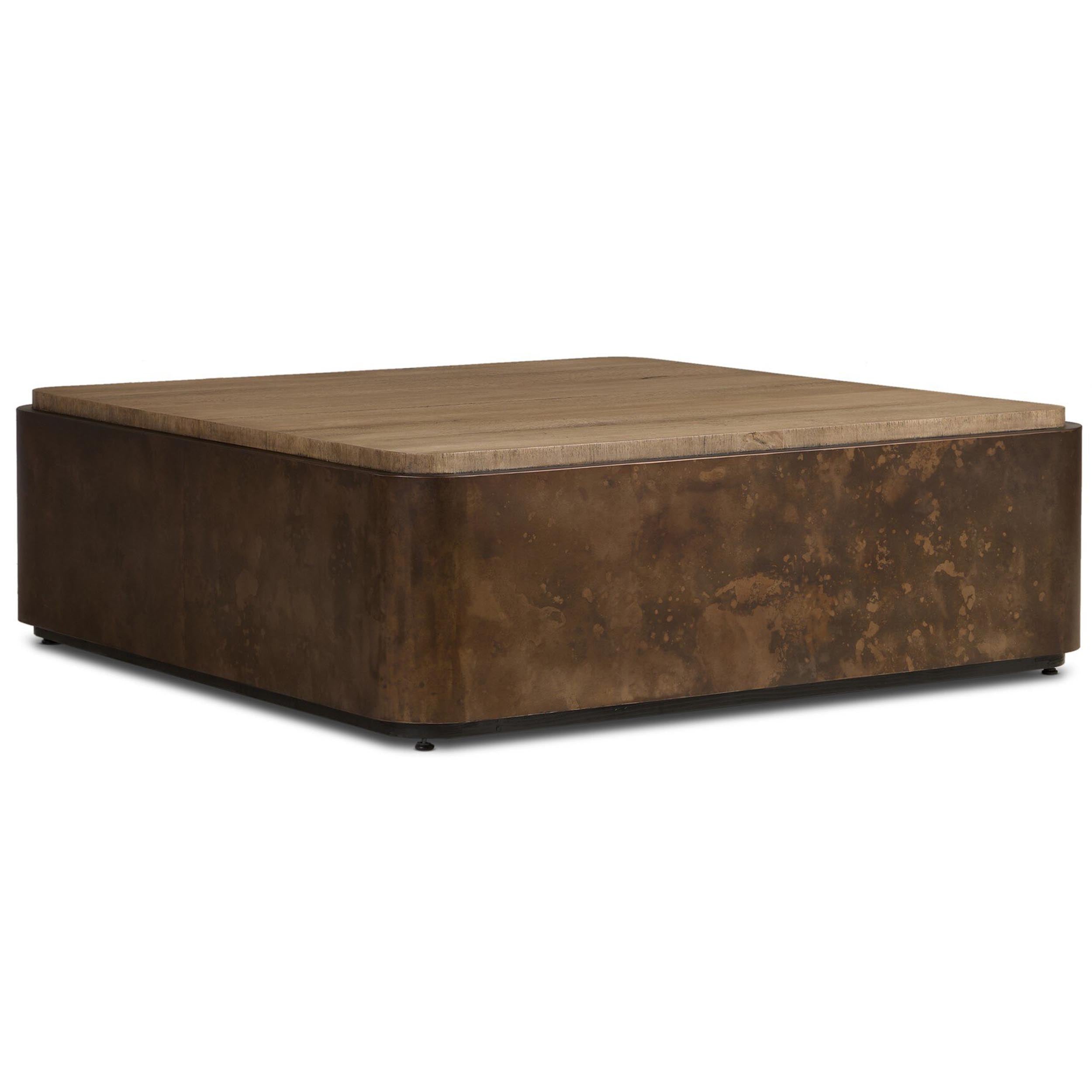 Kipp Square Coffee Table, Burnt Bleached Oak Resawn