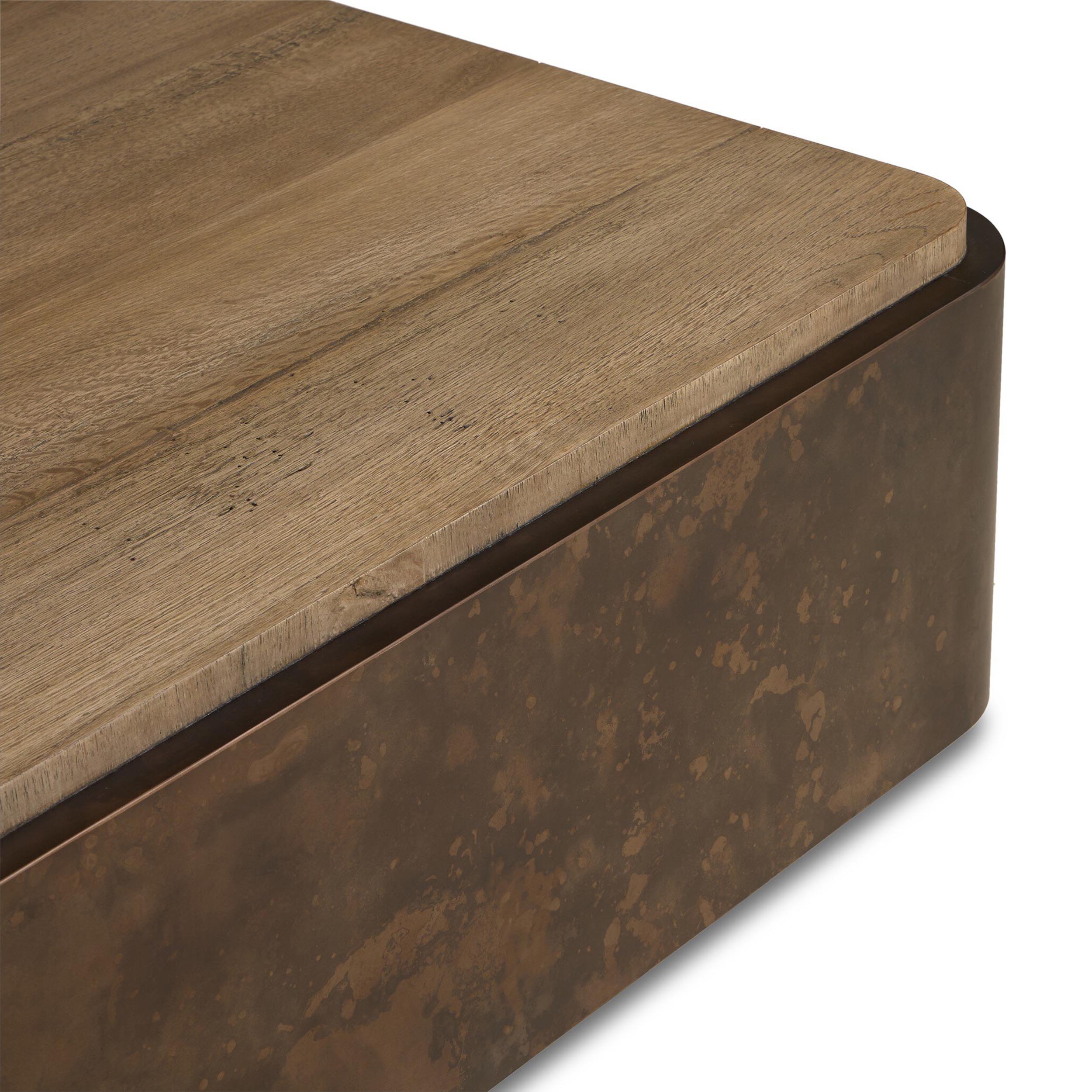 Kipp Square Coffee Table, Burnt Bleached Oak Resawn