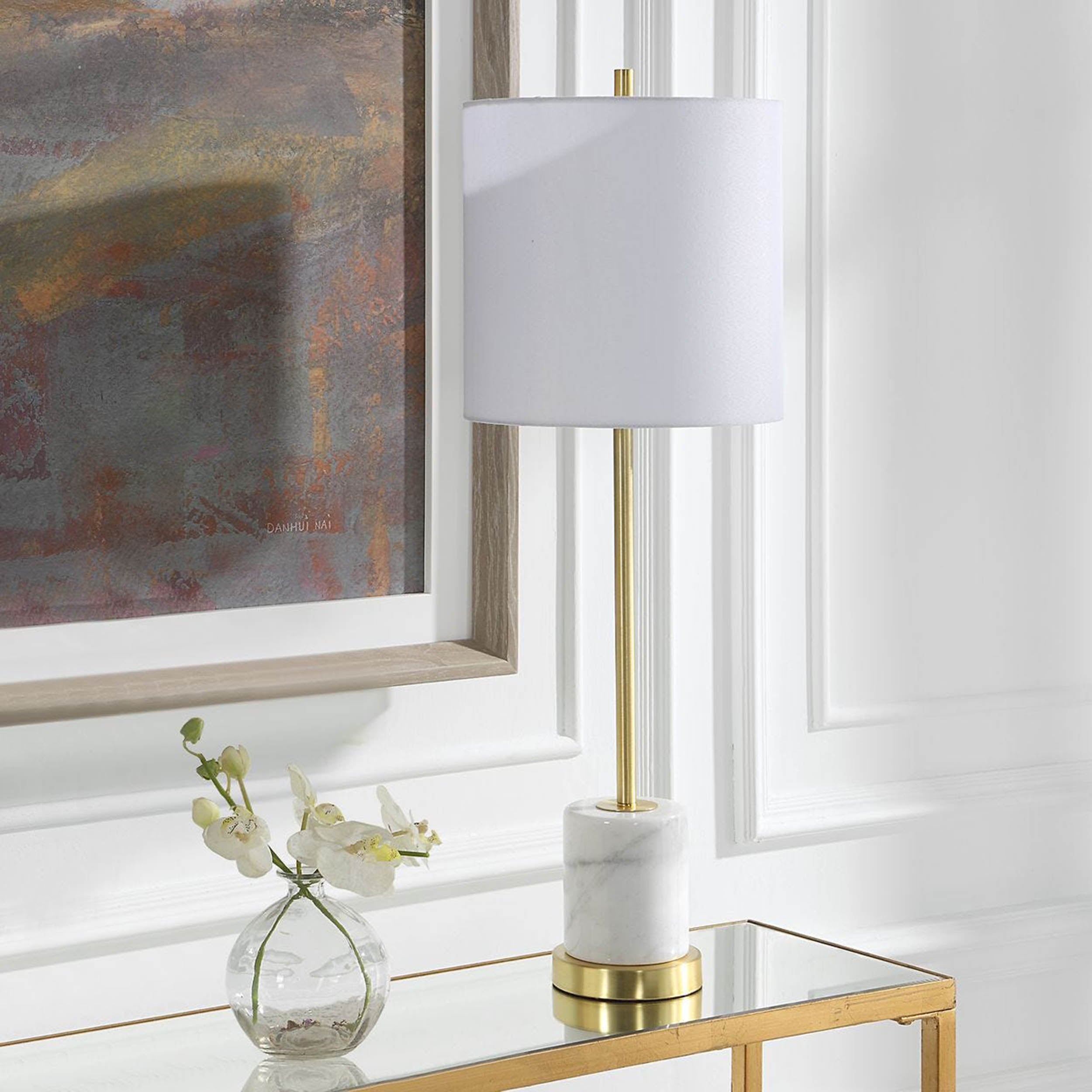 Turret Buffet Lamp, White