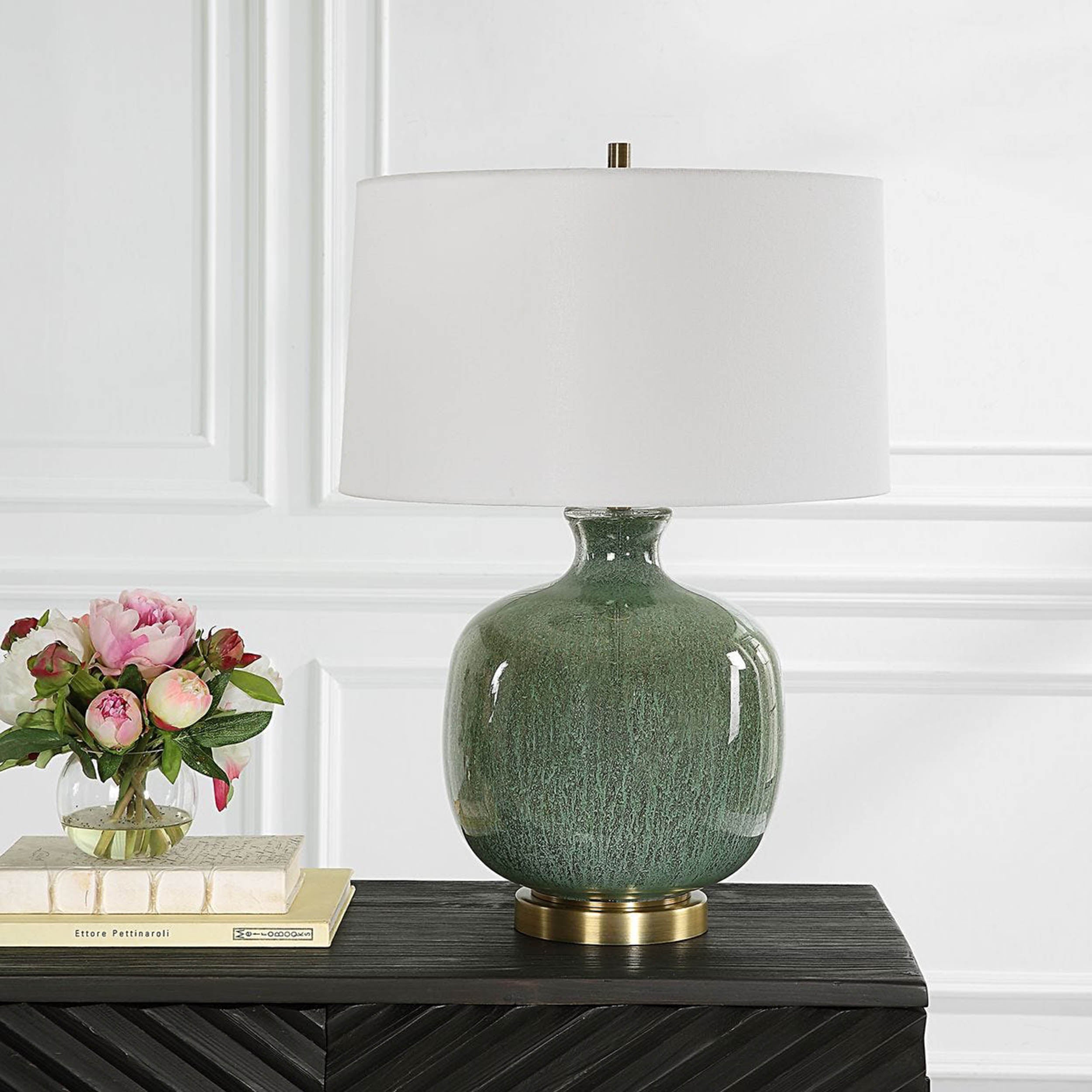 Nataly Table Lamp, Aged Green