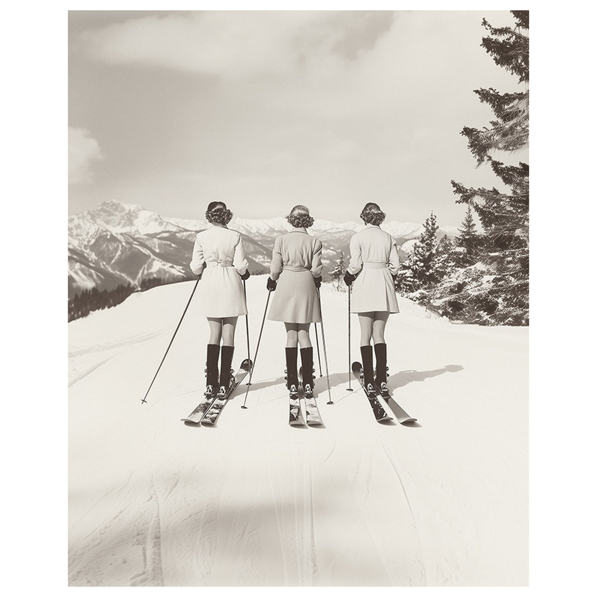 Vintage Glamour Skiers