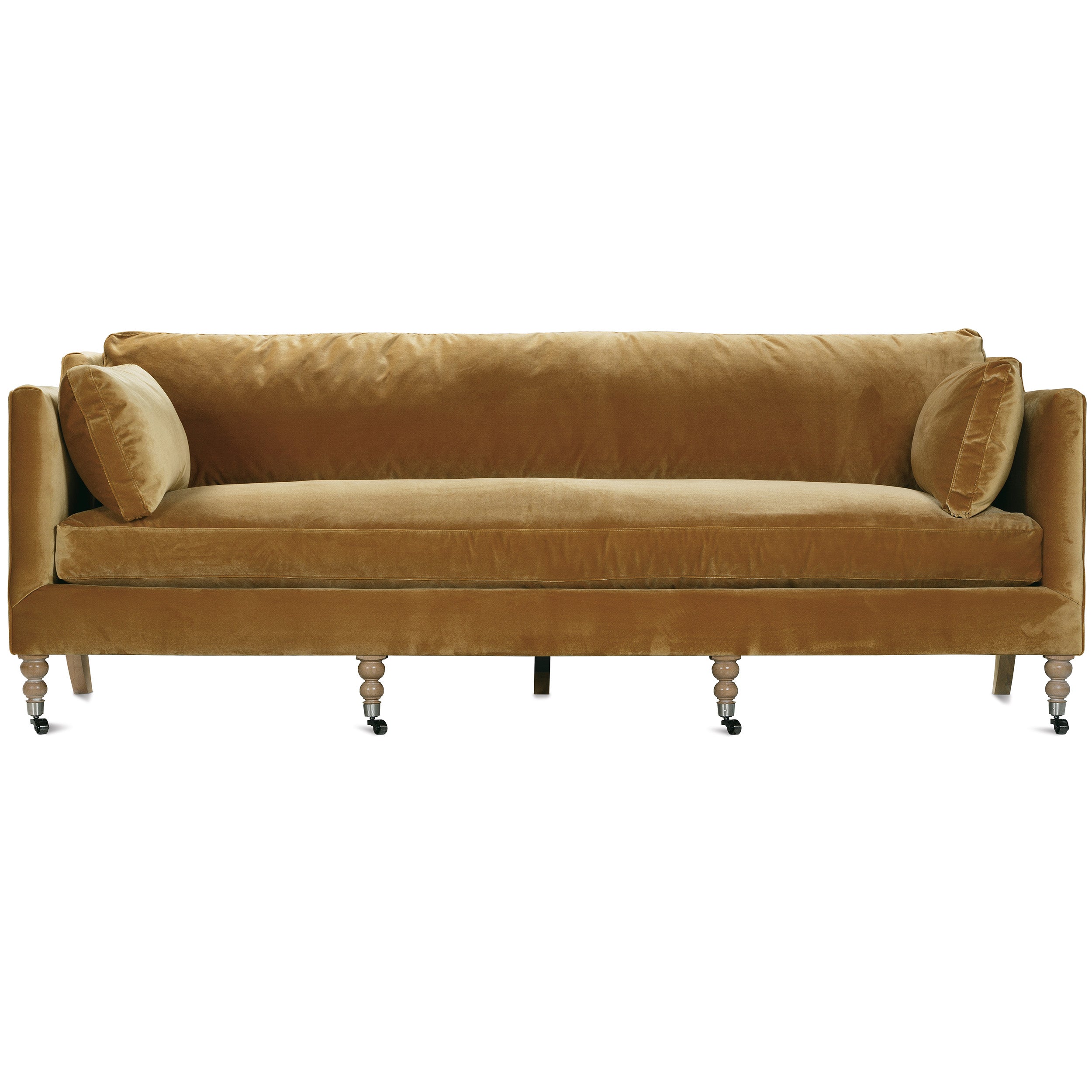 90" Quick Ship Madeline Sofa, Antiqued Amber Velvet