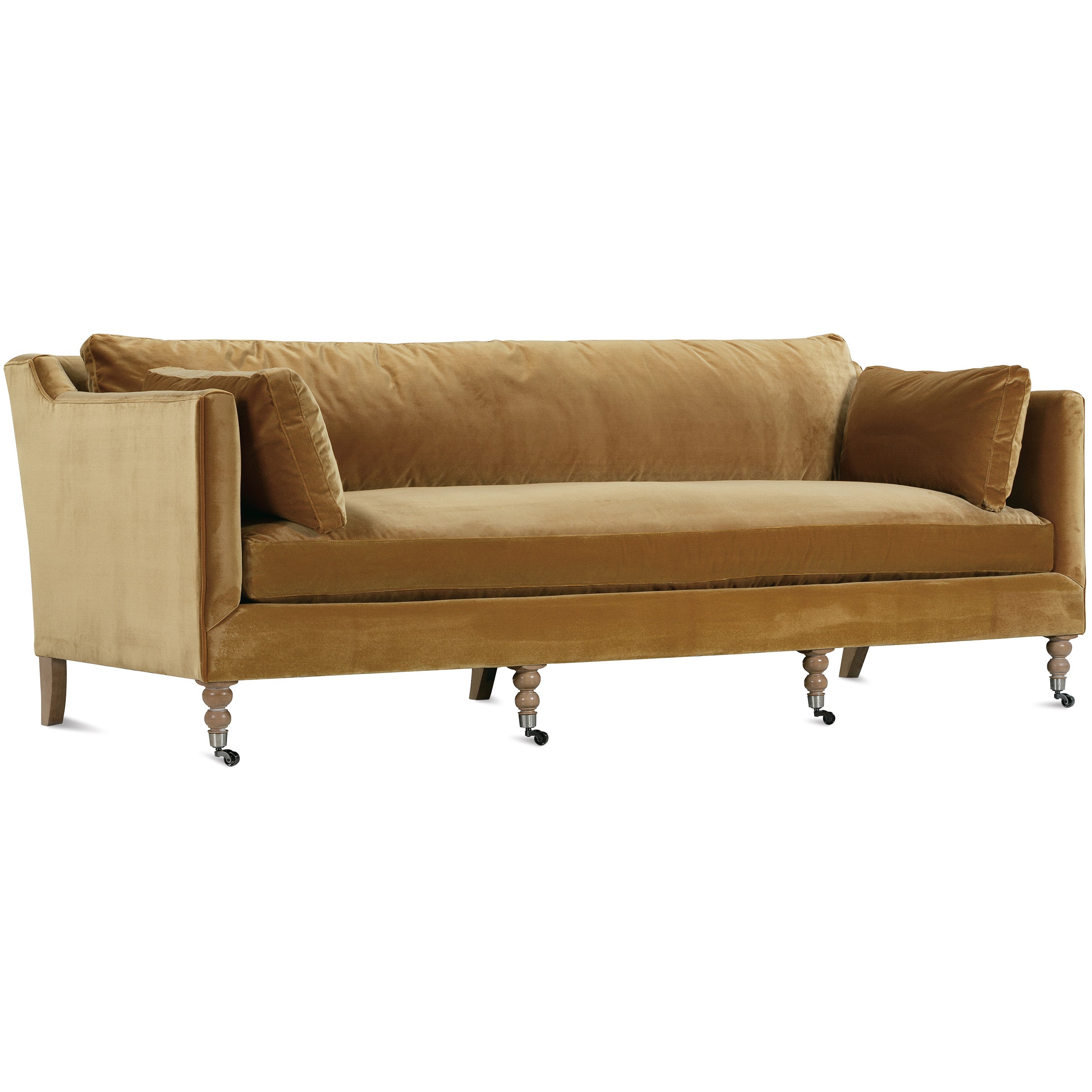 90" Quick Ship Madeline Sofa, Antiqued Amber Velvet