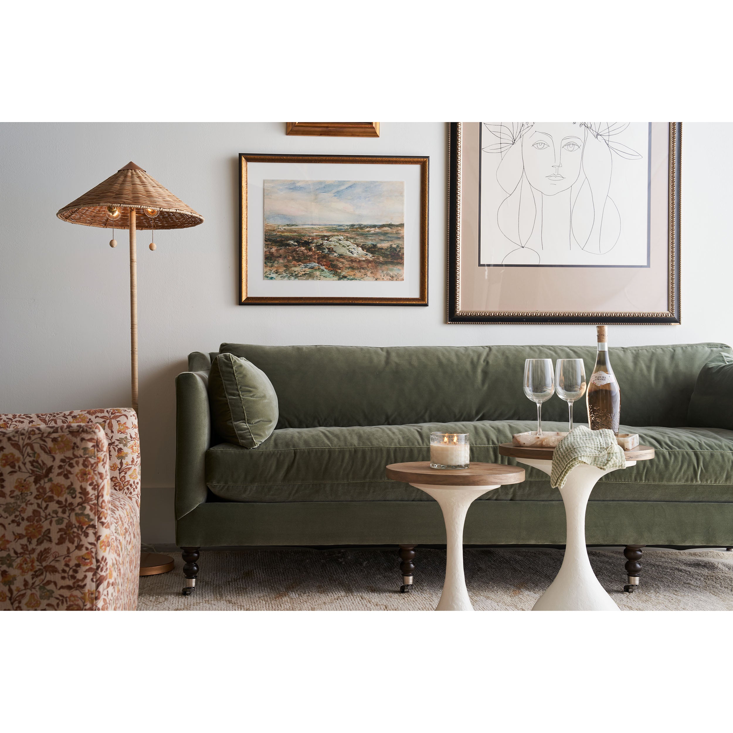 90" Quick Ship Madeline Sofa, Antiqued Moss Velvet