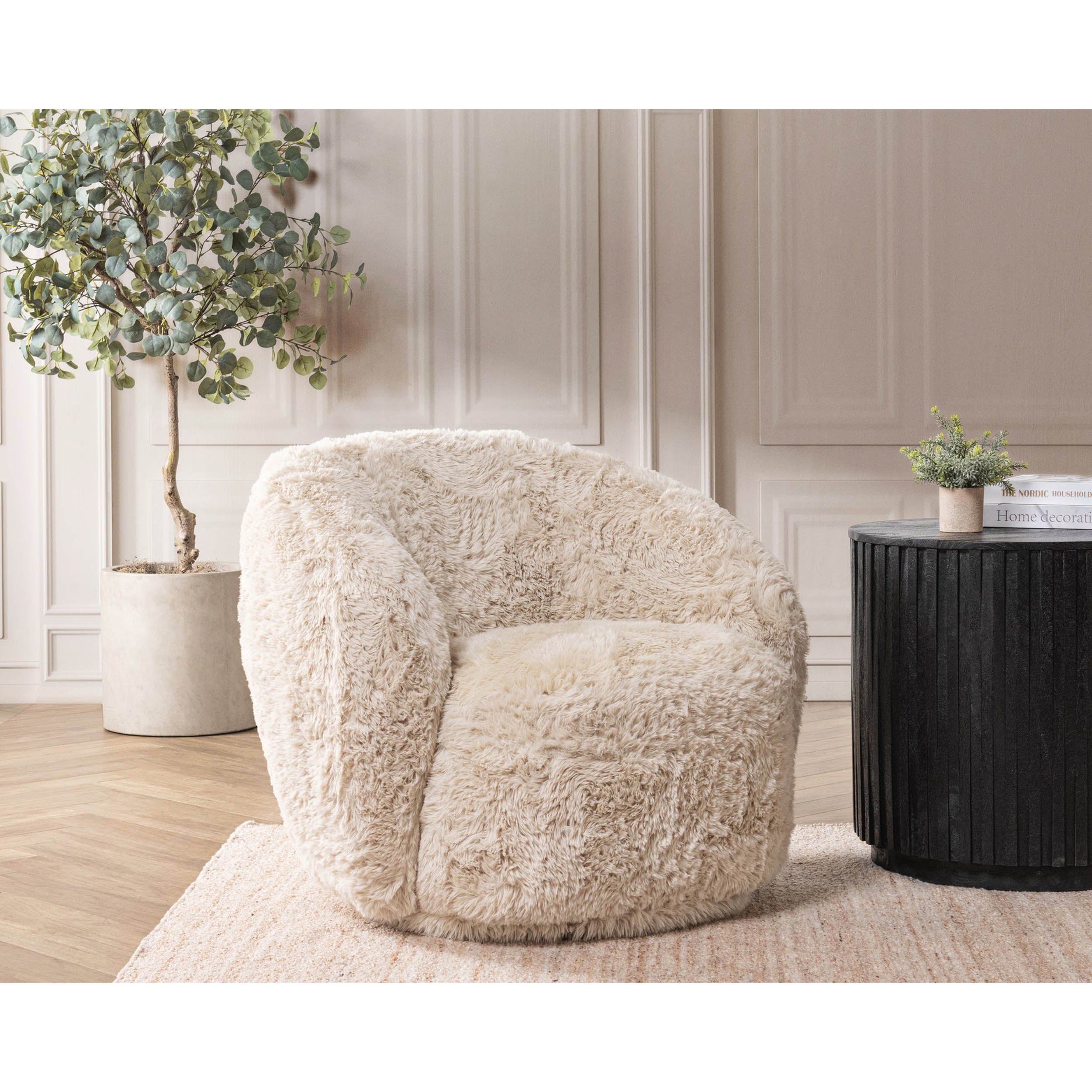 Adley Plush Swivel Chair, Sand