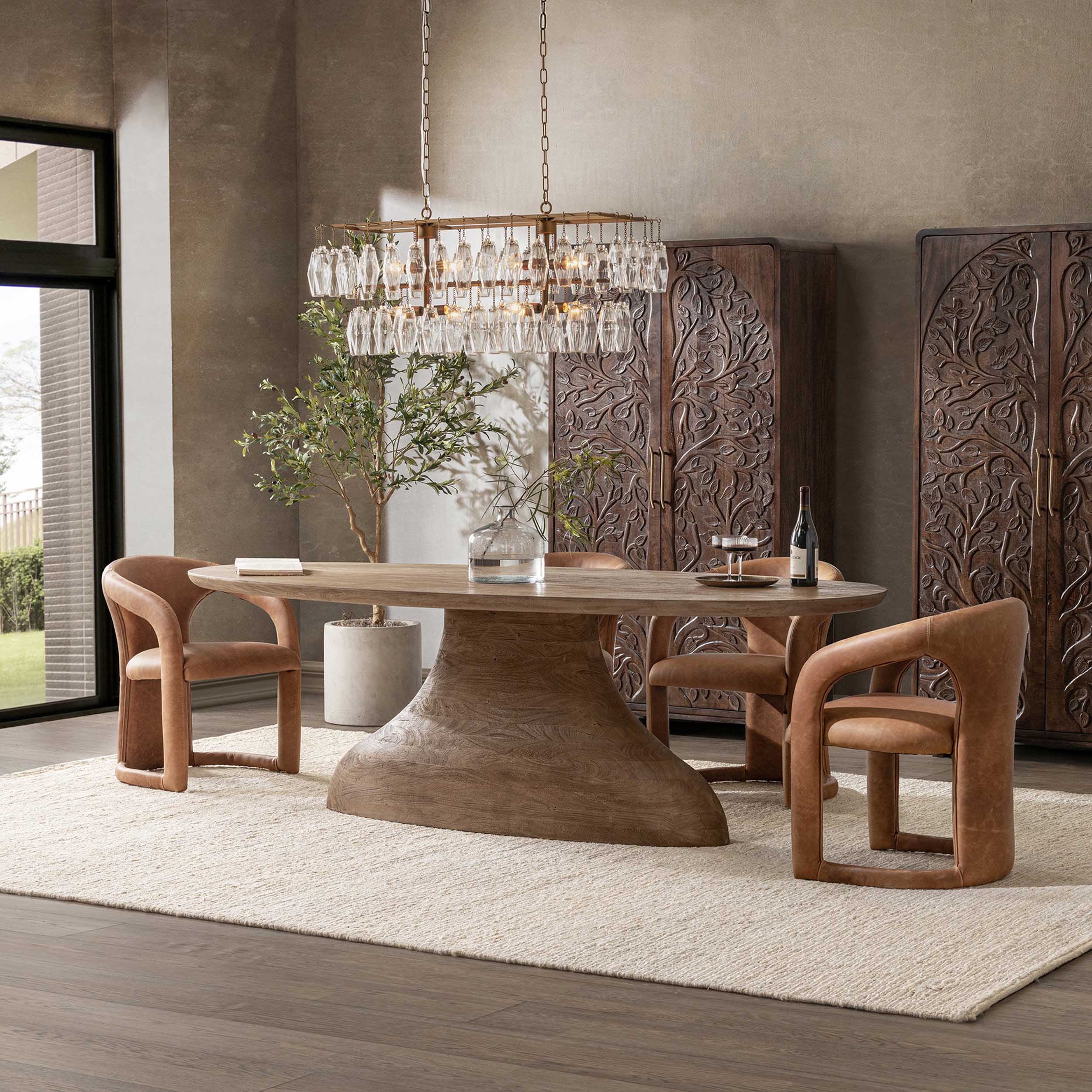 Amra Solid Wood Dining Table, Sandstone Greige