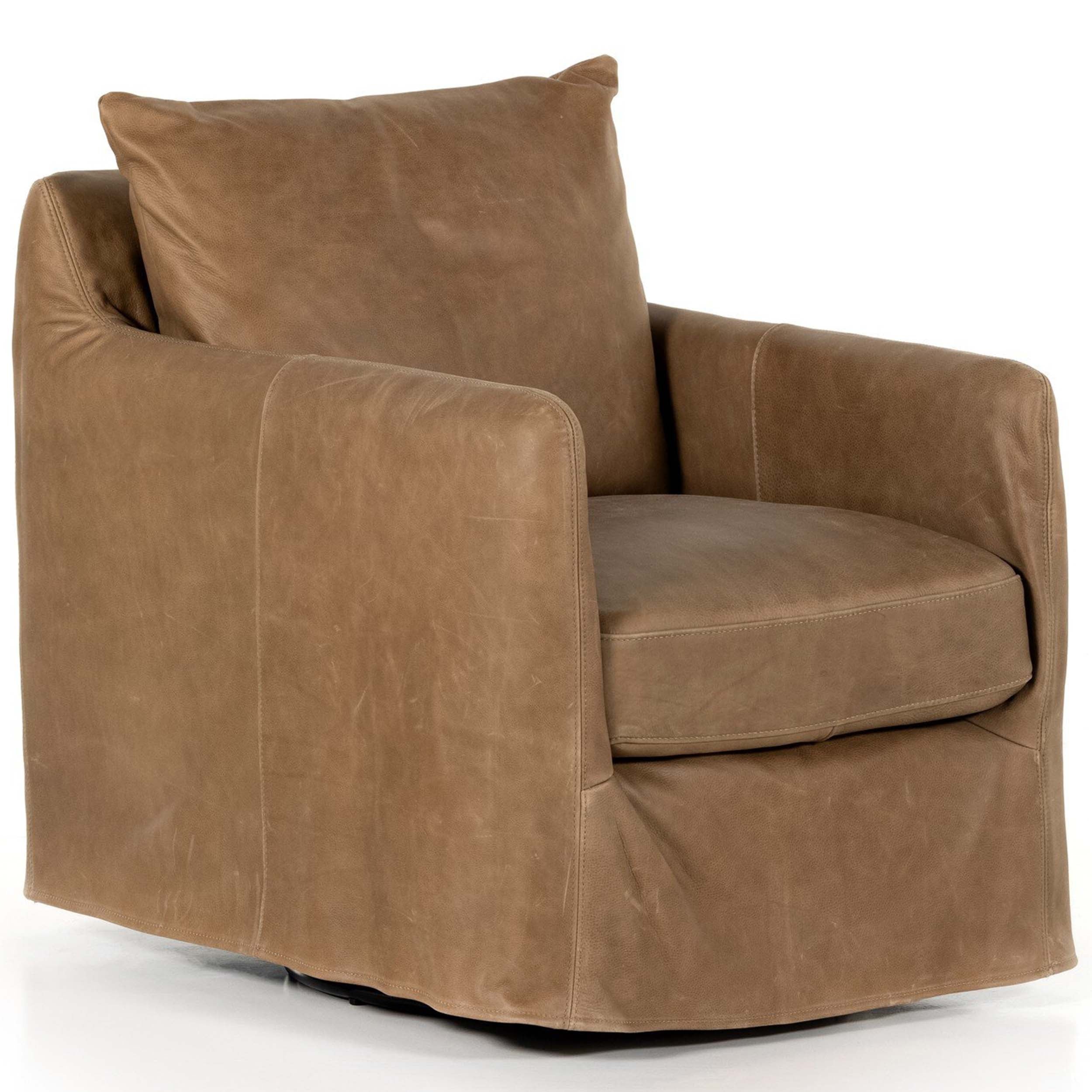 Banks Slipcover Swivel Chair, Palermo Drift