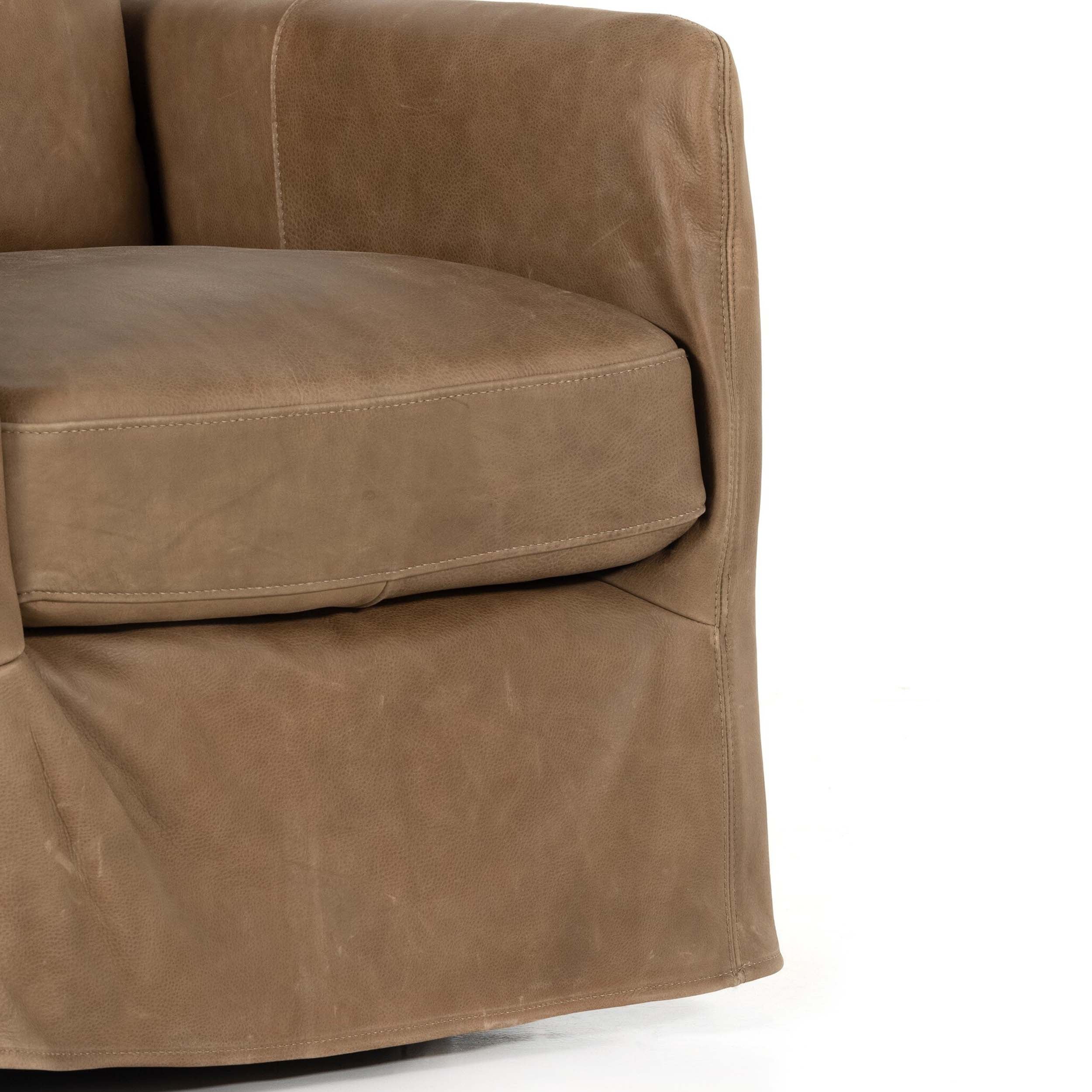 Banks Slipcover Swivel Chair, Palermo Drift
