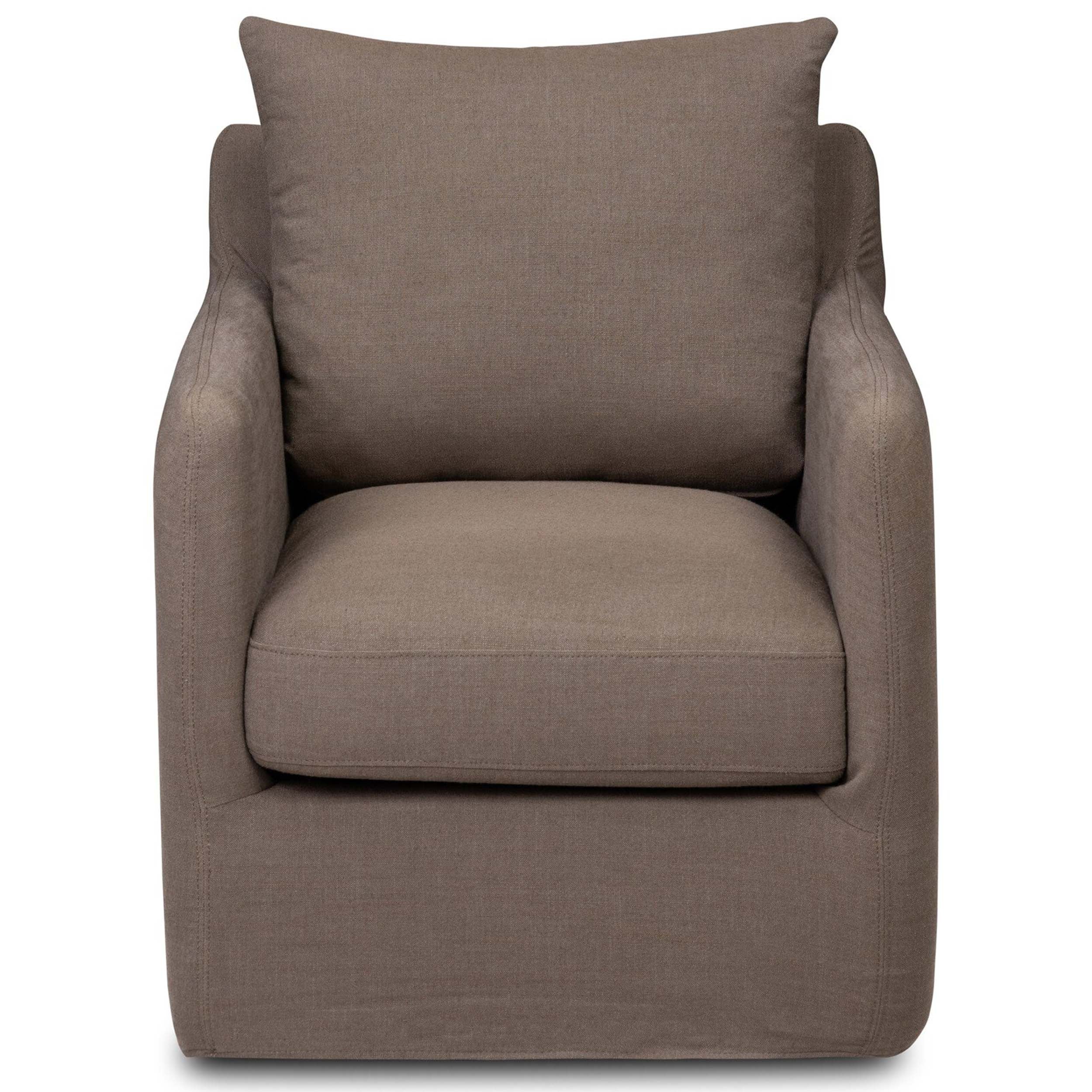 Banks Slipcover Swivel Chair, Savoy Coffee