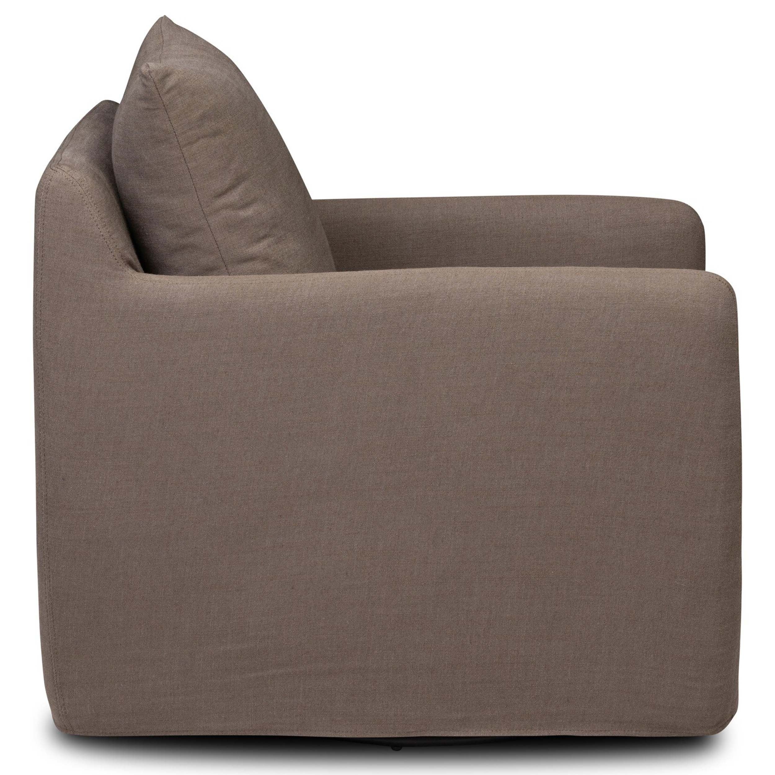 Banks Slipcover Swivel Chair, Savoy Coffee