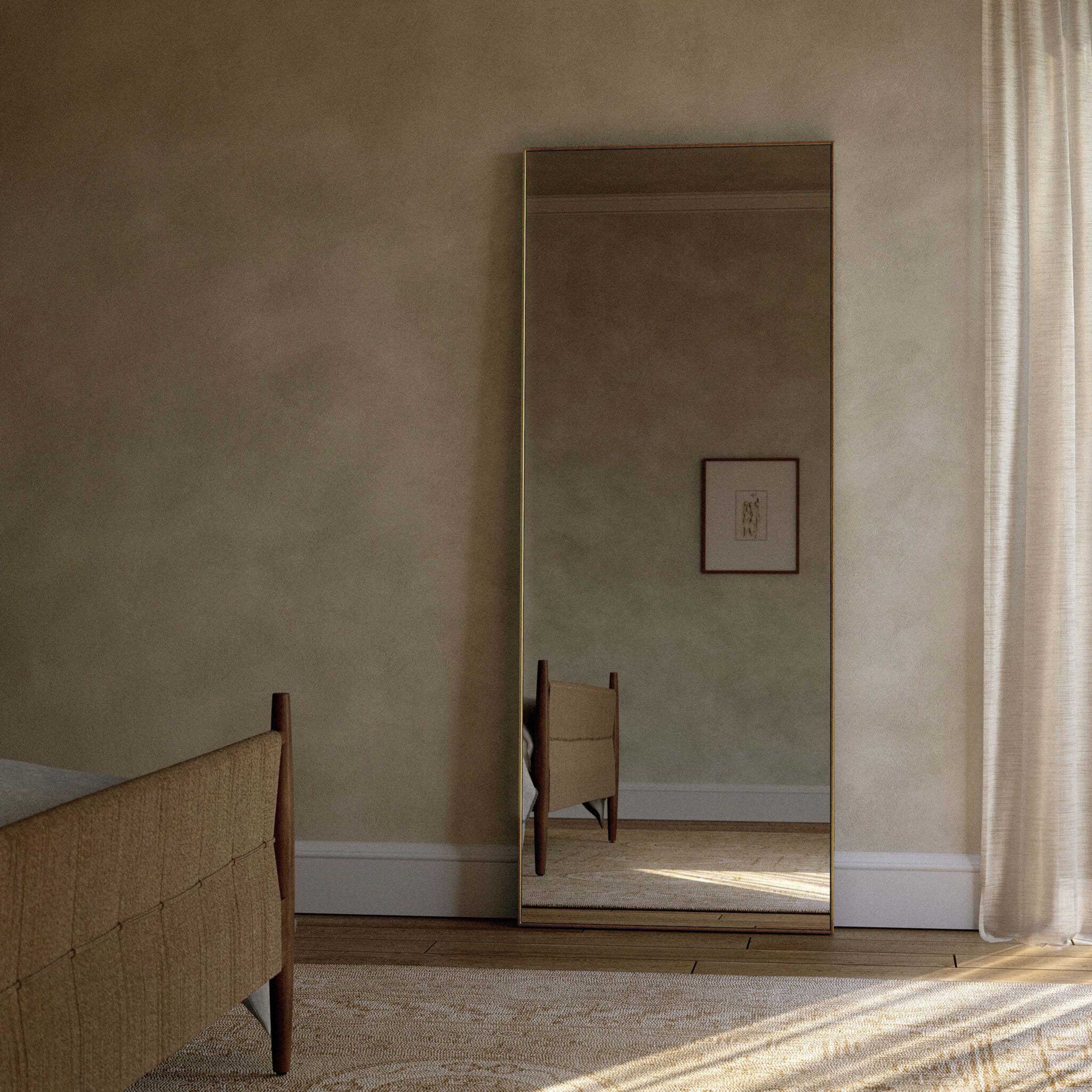 Bellvue Floor Mirror, Polished Brass