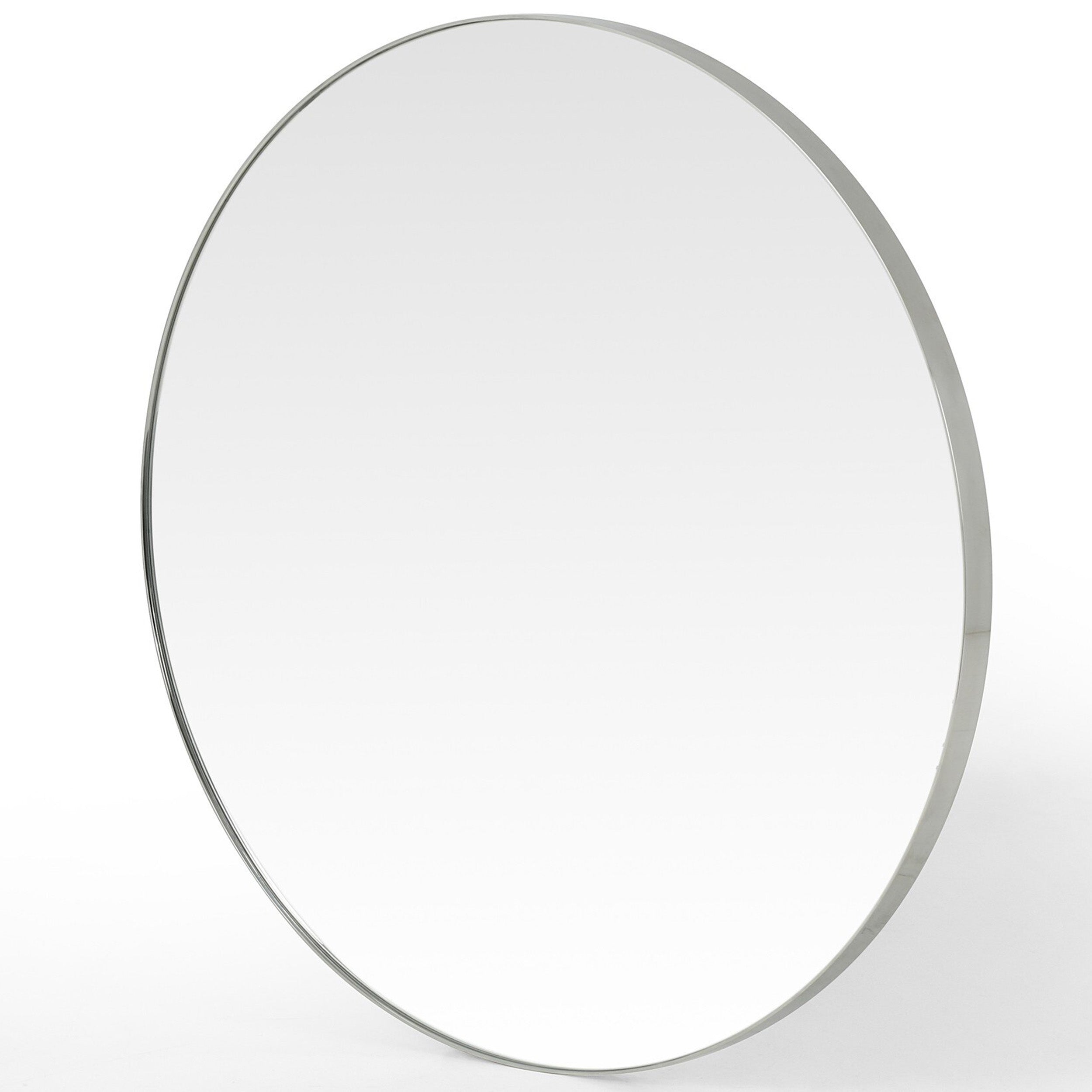 Bellvue Round Mirror, Shiny Steel
